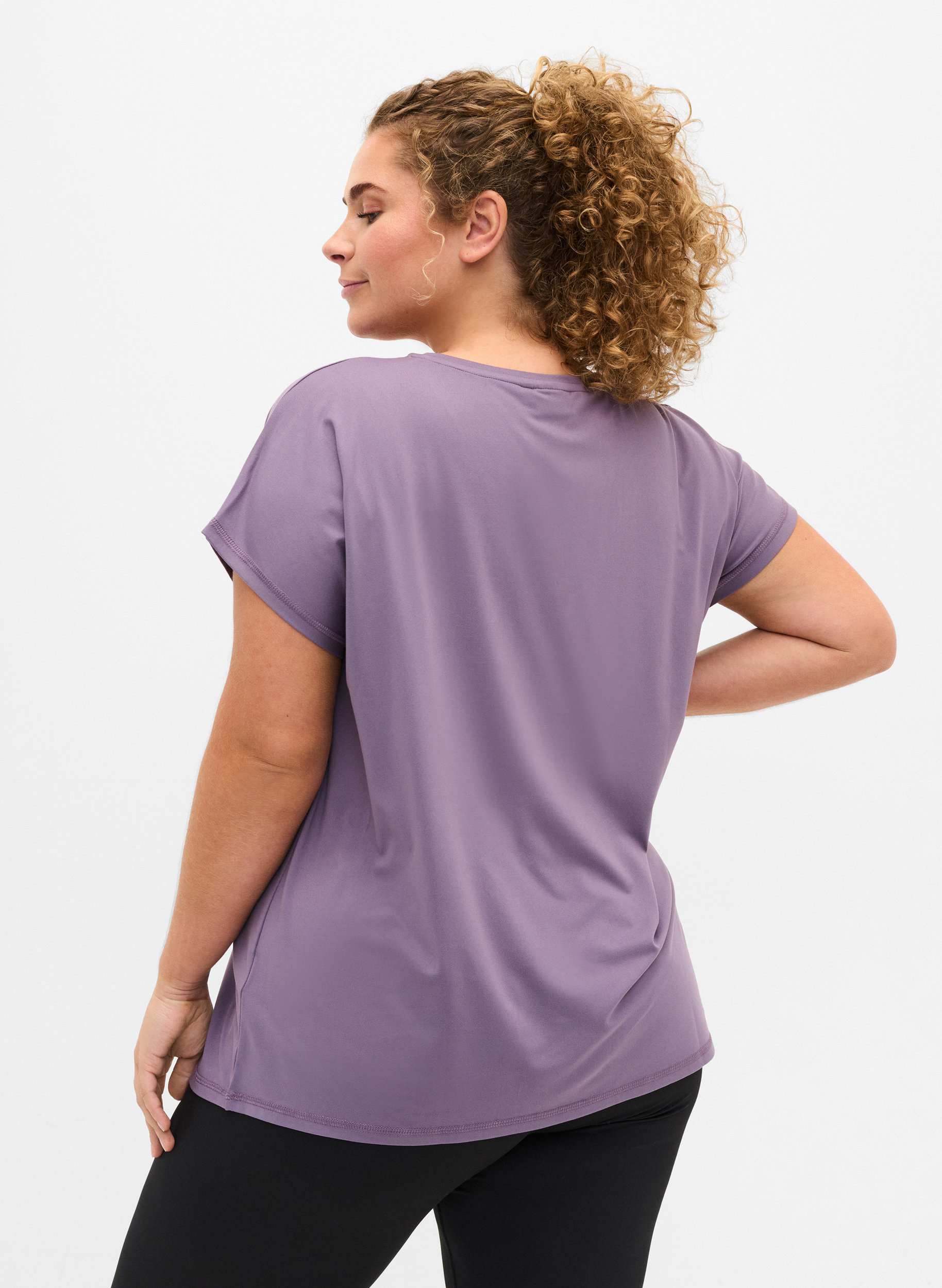 Ensfarget t-skjorte til trening, Purple Sage, Model image number 1