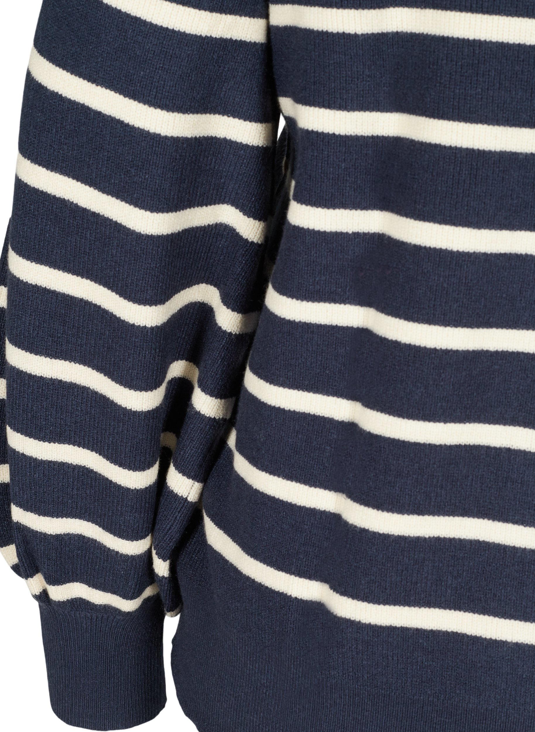 Stripete strikkegenser med ballongermer, Navy Blazer W/Stripe, Packshot image number 3