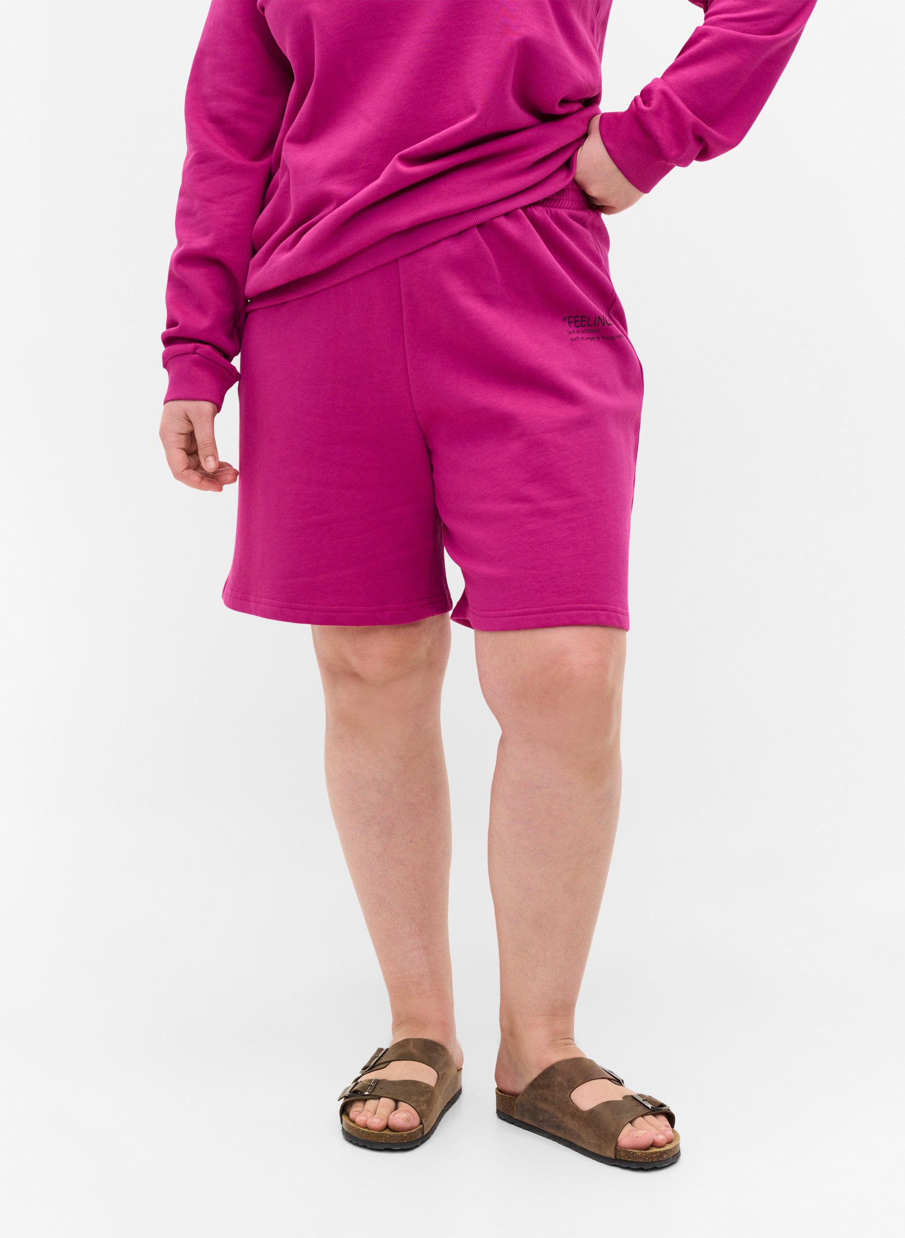 Shorts med trykk, Festival Fuchsia, Model