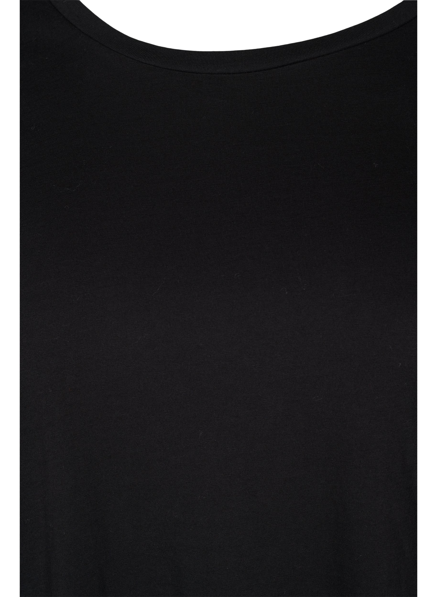 T-skjorte i bomull med 3/4-ermer, Black LOUNGE, Packshot image number 2