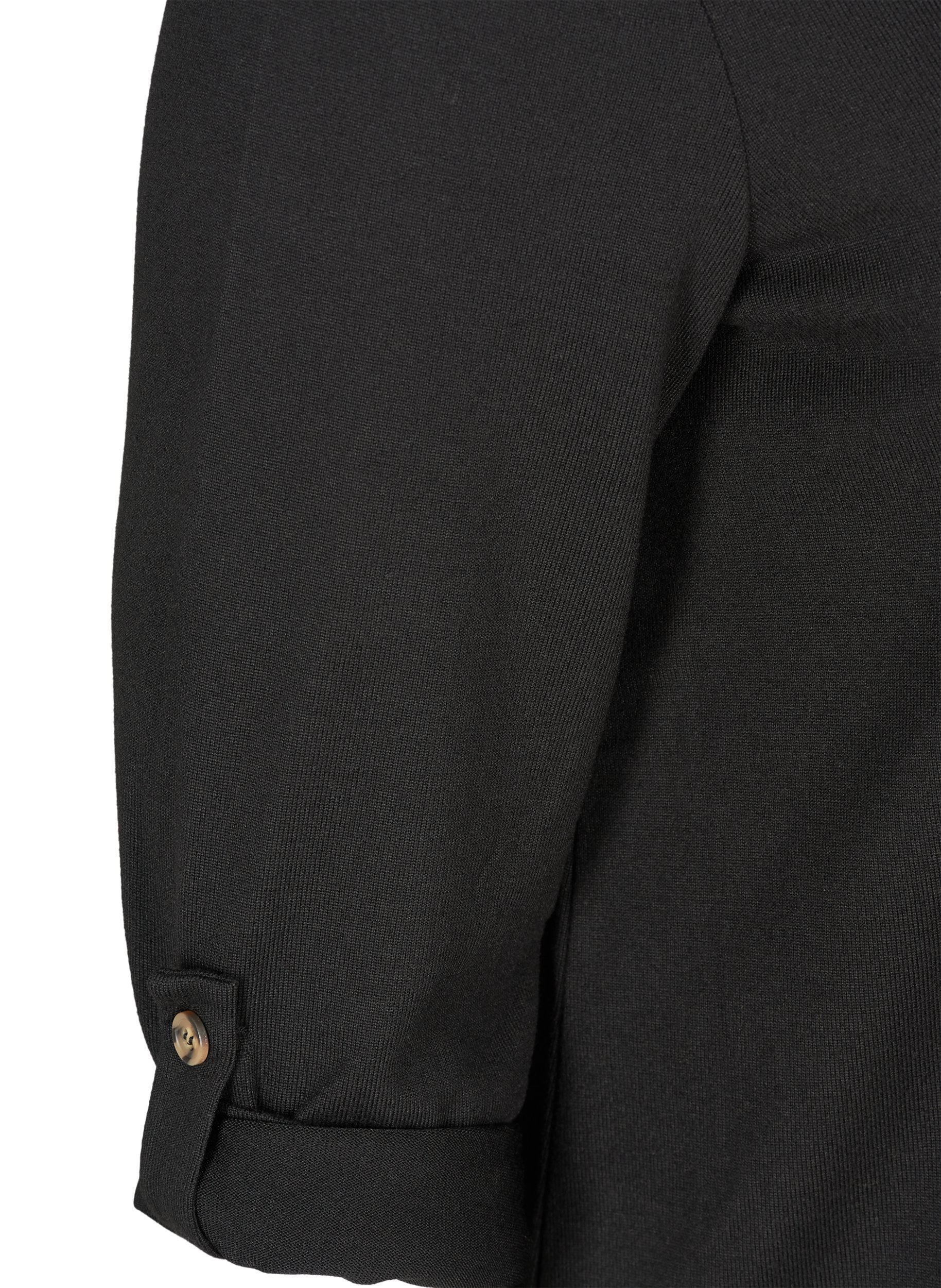 Bluse med 3/4-ermer og glidelås, BLACK, Packshot image number 3