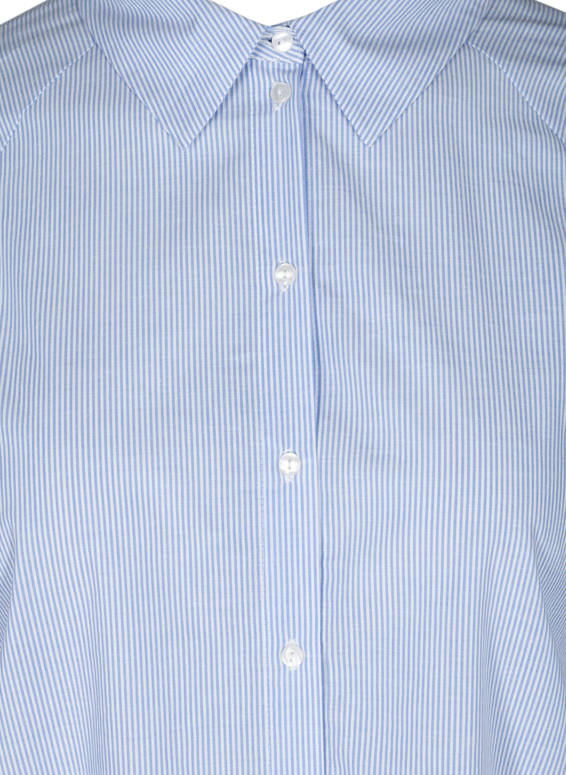 Stripete skjorte i bomull, White/Blue stripe, Packshot image number 2