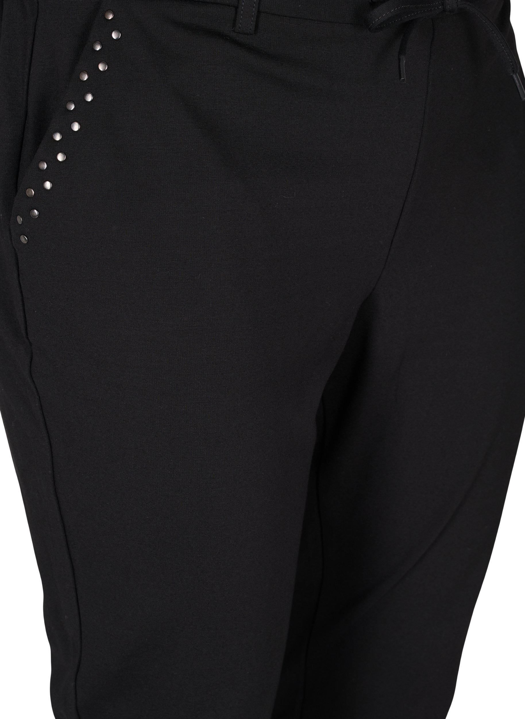 Cropped Maddison bukser med nagler, Black w Studs, Packshot image number 2