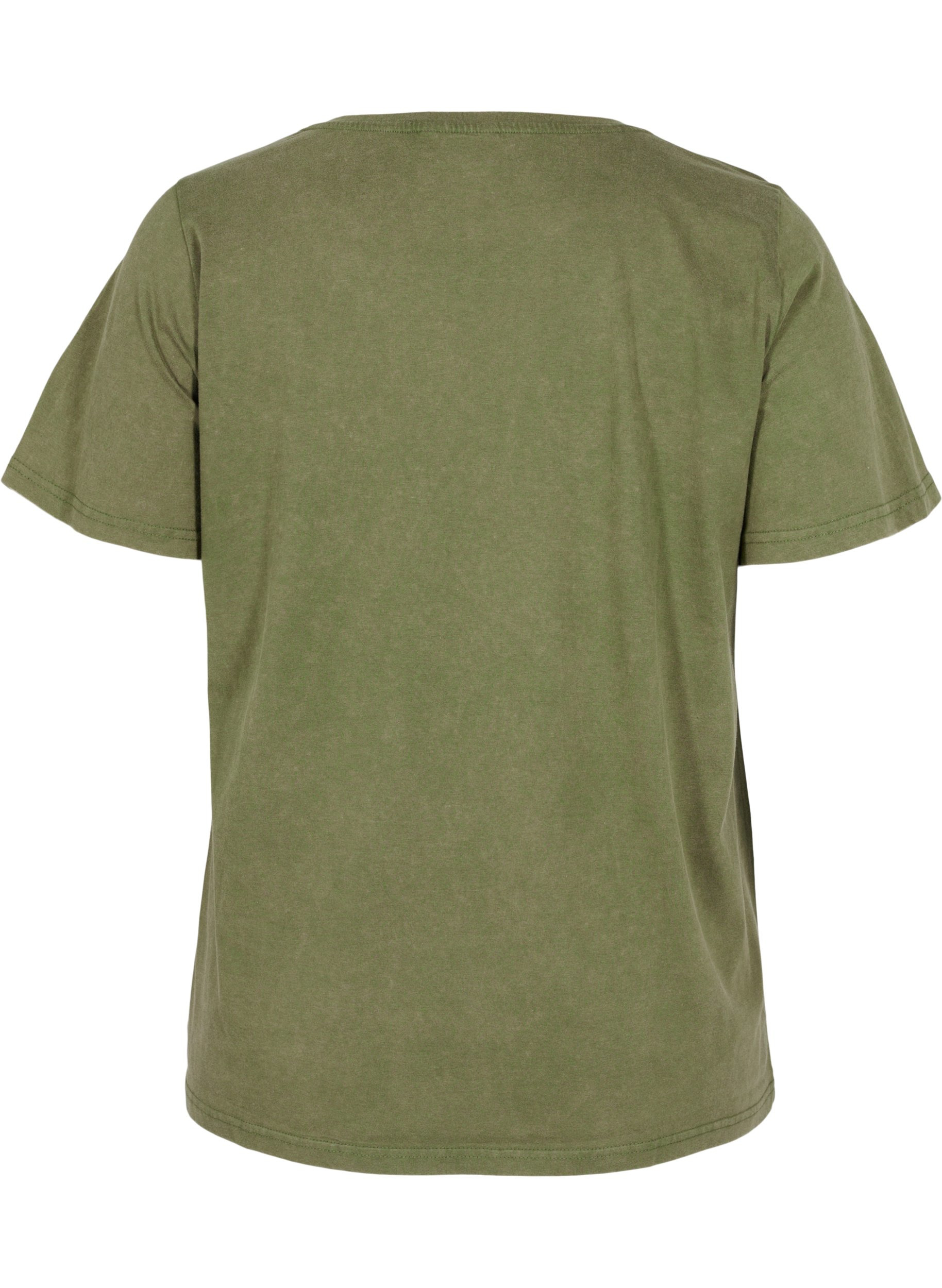 T-skjorte i bomull med acid wash og sten, Ivy Green Wash, Packshot image number 1