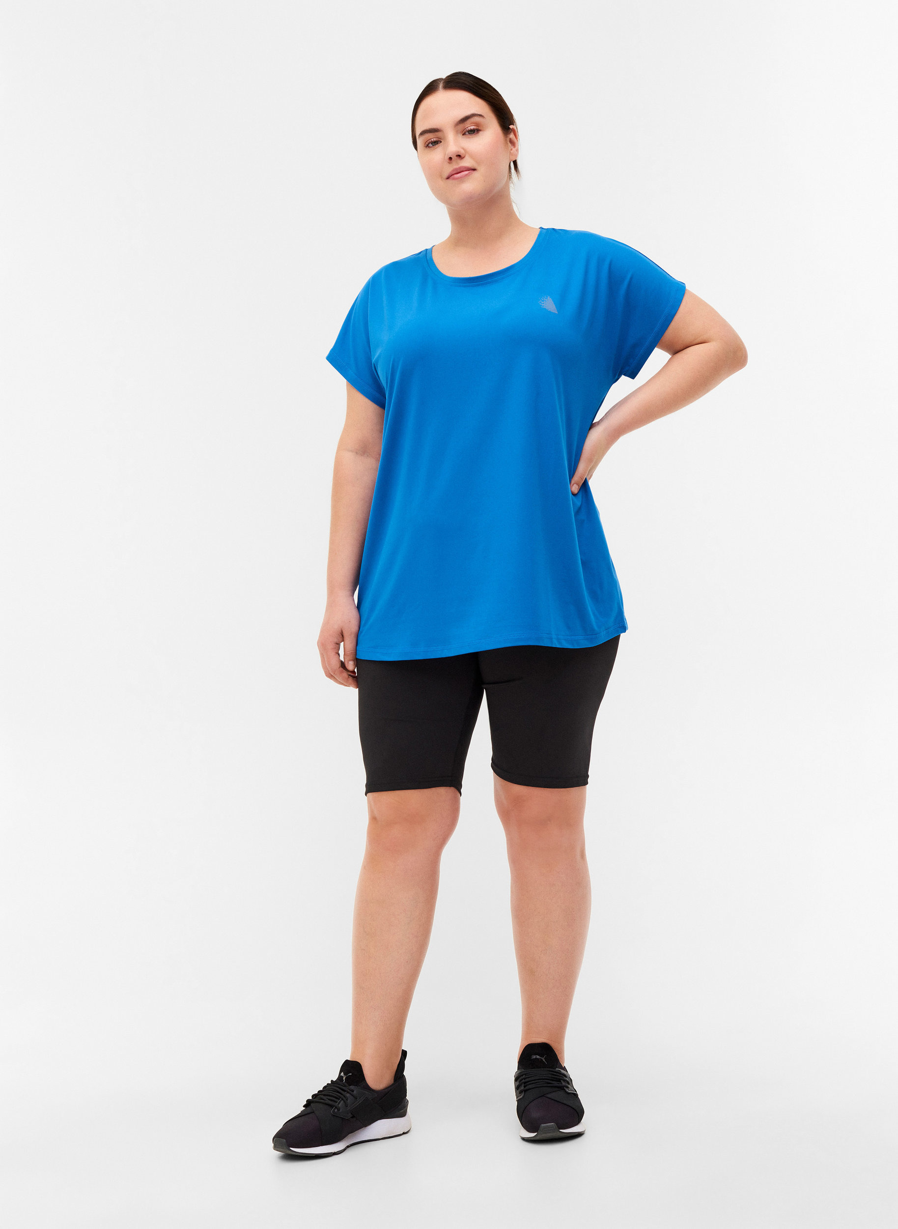 Ensfarget t-skjorte til trening, Daphne Blue, Model image number 3