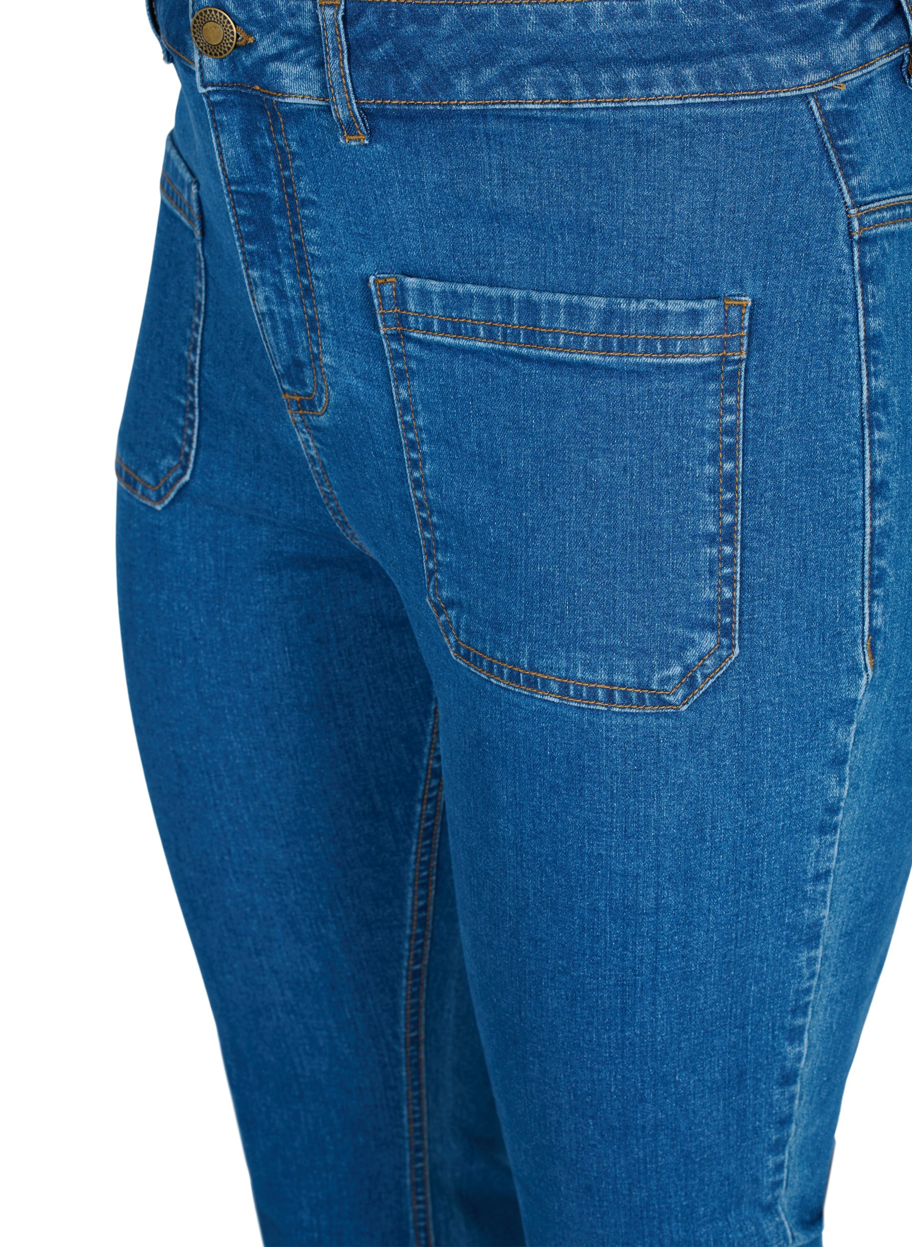 Ellen bootcut jeans med store lommer, Blue denim, Packshot image number 2