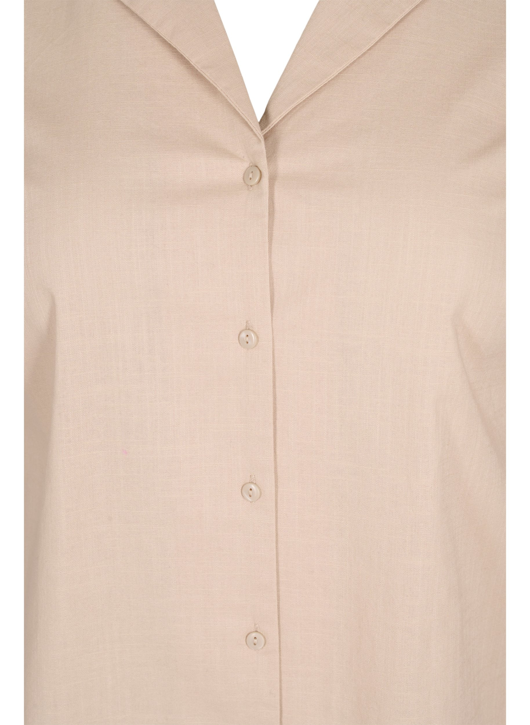 Lang bomullsskjorte med korte ermer, Humus, Packshot image number 2