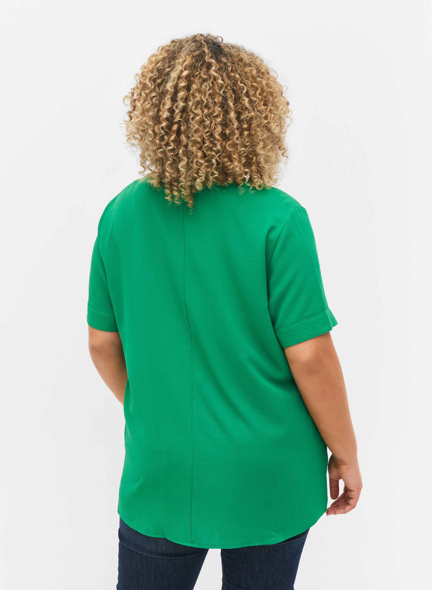 Kortermet bluse med V-hals, Jolly Green, Model image number 1