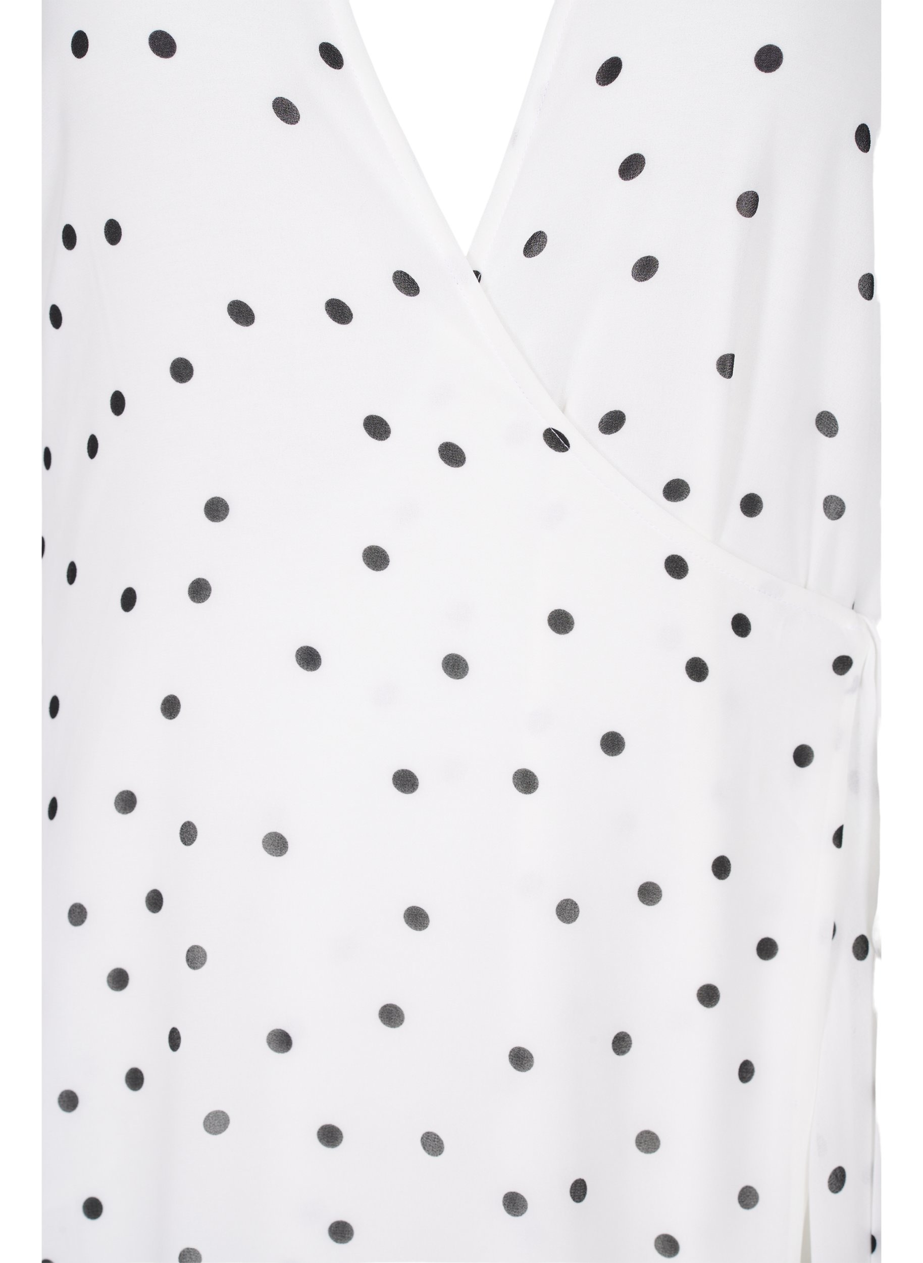 Prikkete midikjole med wrap, Bright White w. Dots, Packshot image number 2