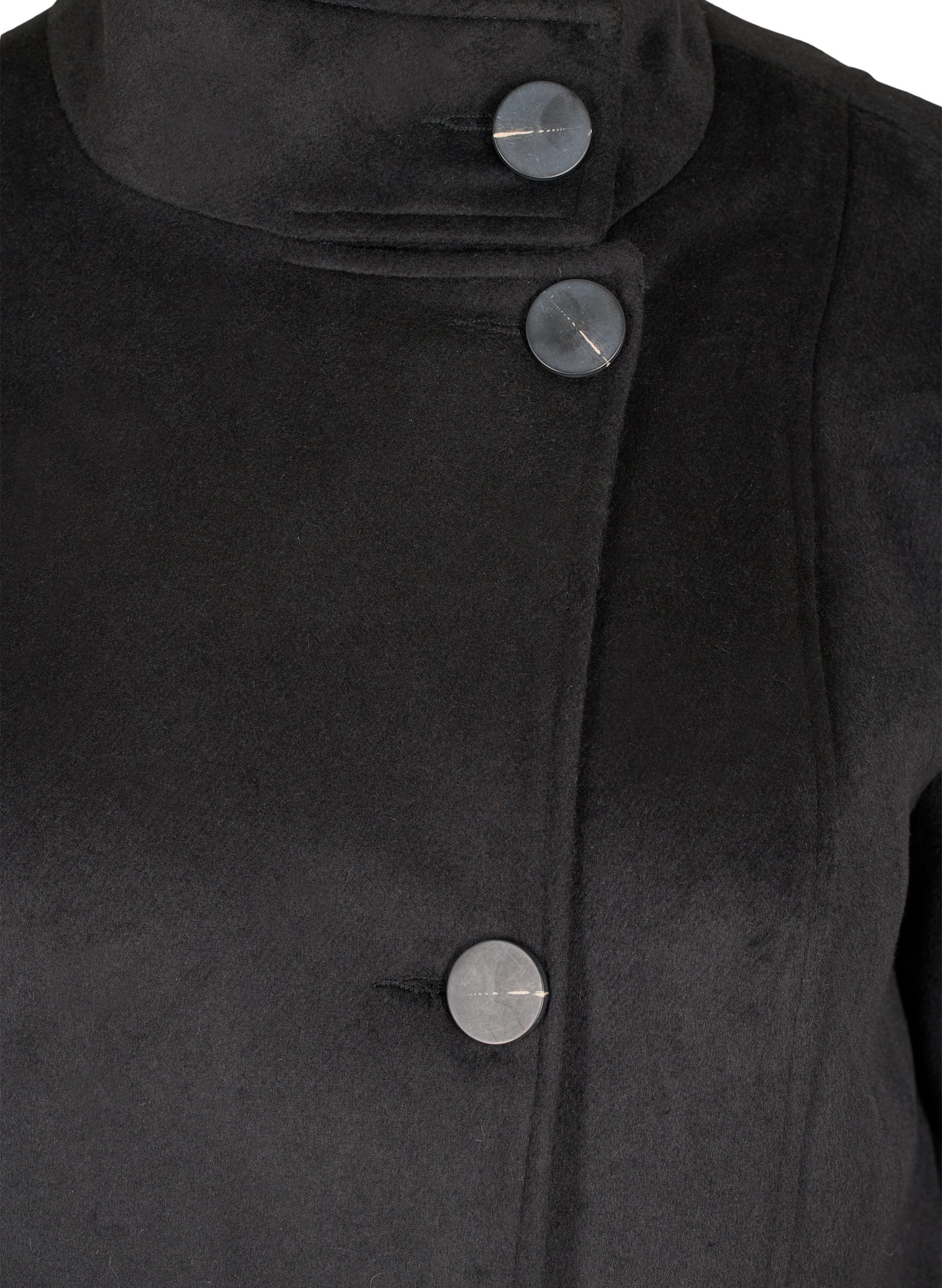 Jakke med høy krave og ull, Black, Packshot image number 2