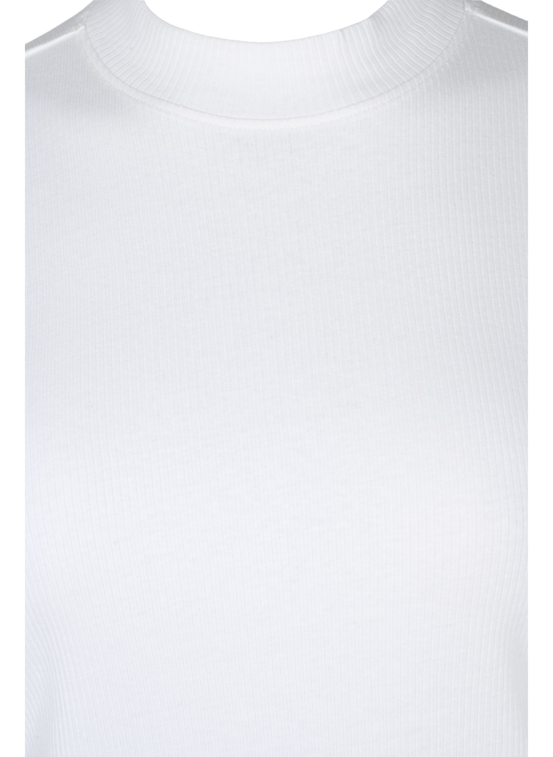 Høyhalset bluse i bomull med 2/4-ermer, Bright White, Packshot image number 2