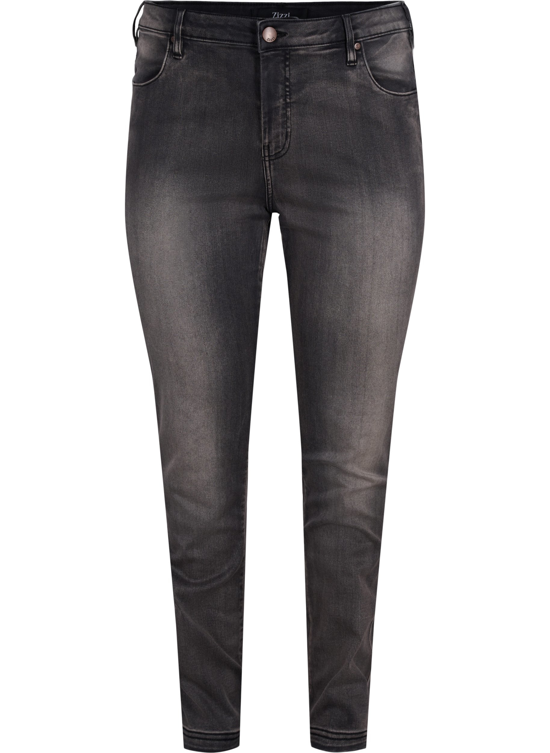 Slim fit Emily jeans med normal høyde i livet, Dark Grey Denim, Packshot image number 0