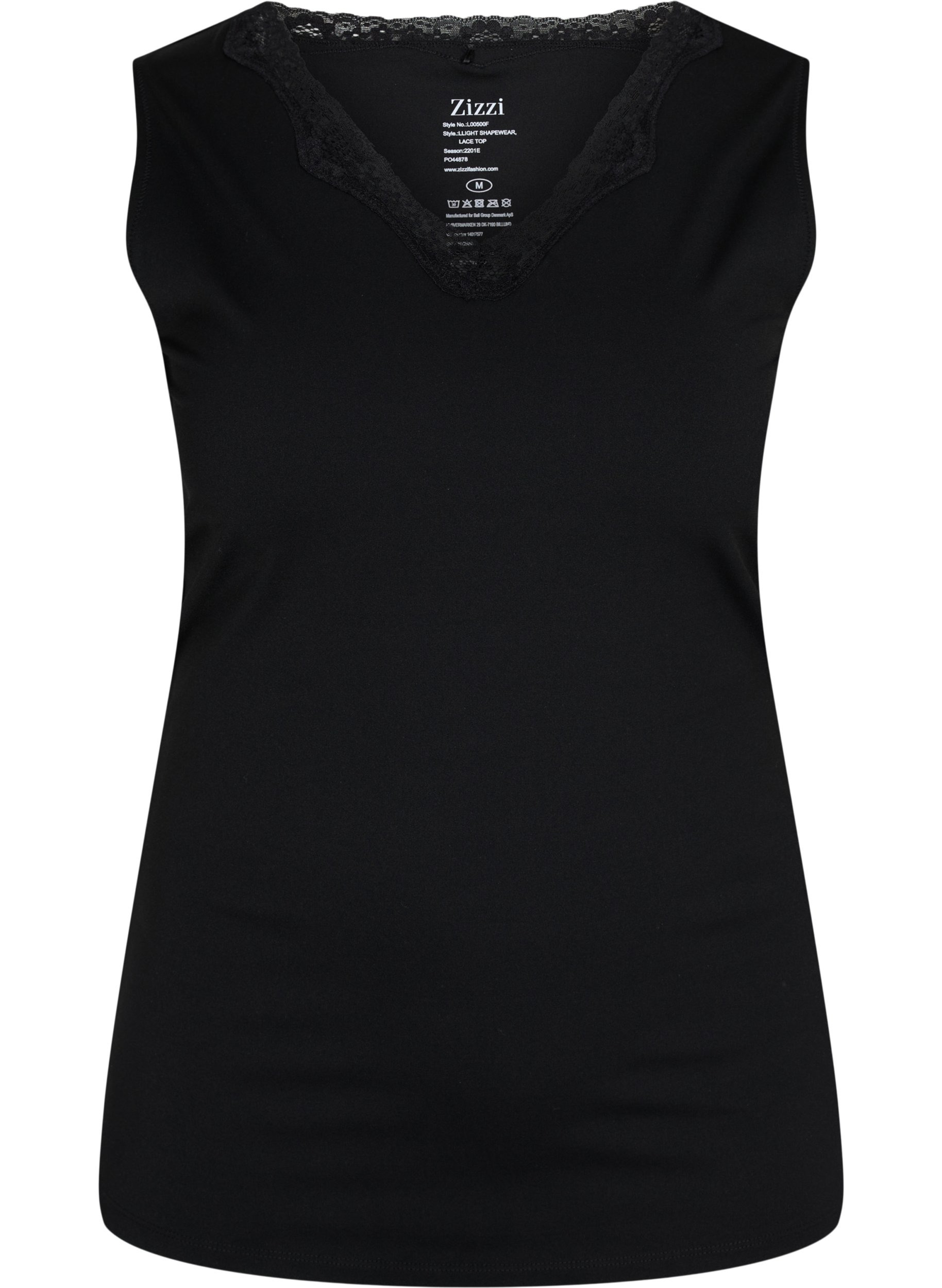 Light shapewear topp med blonder, Black, Packshot image number 0