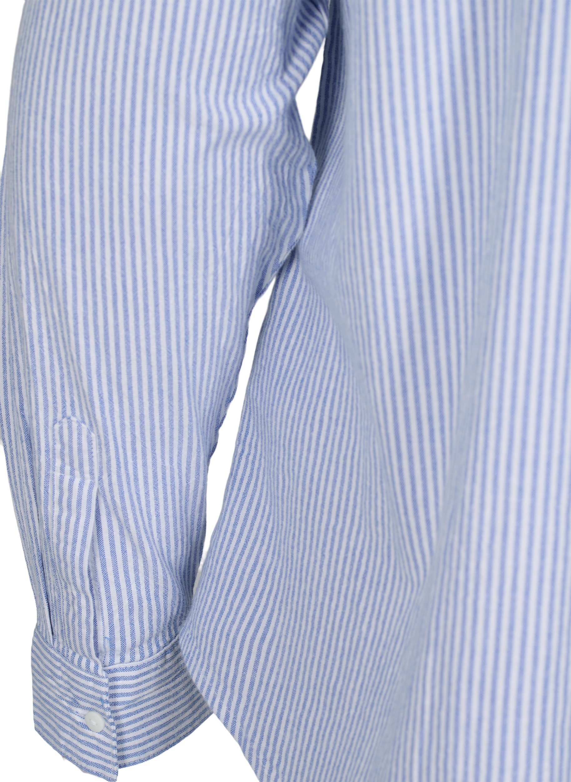 Langermet skjorte i bomull, Blue Striped, Packshot image number 3