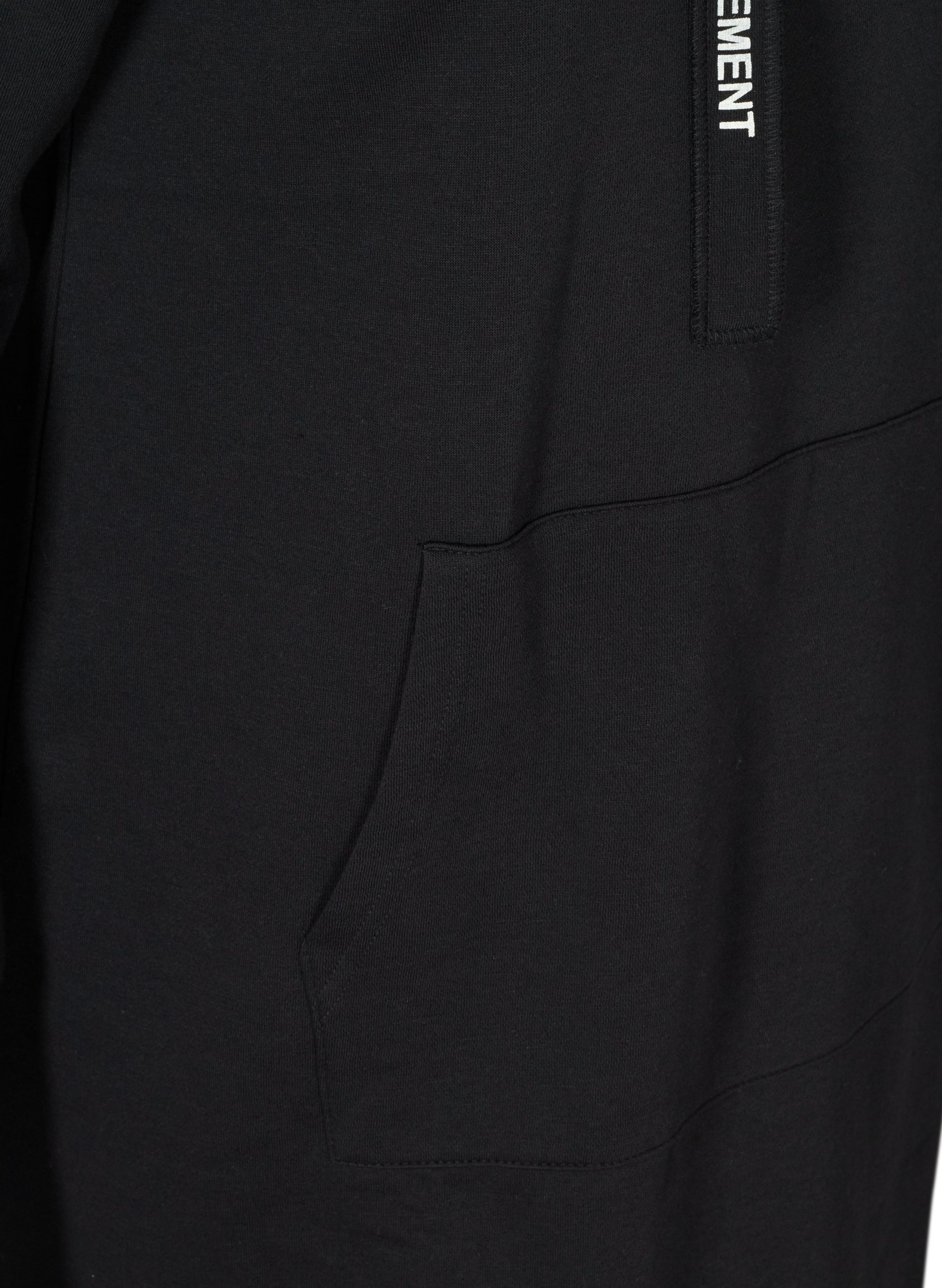 Lang sweatshirt med hette, Black, Packshot image number 3
