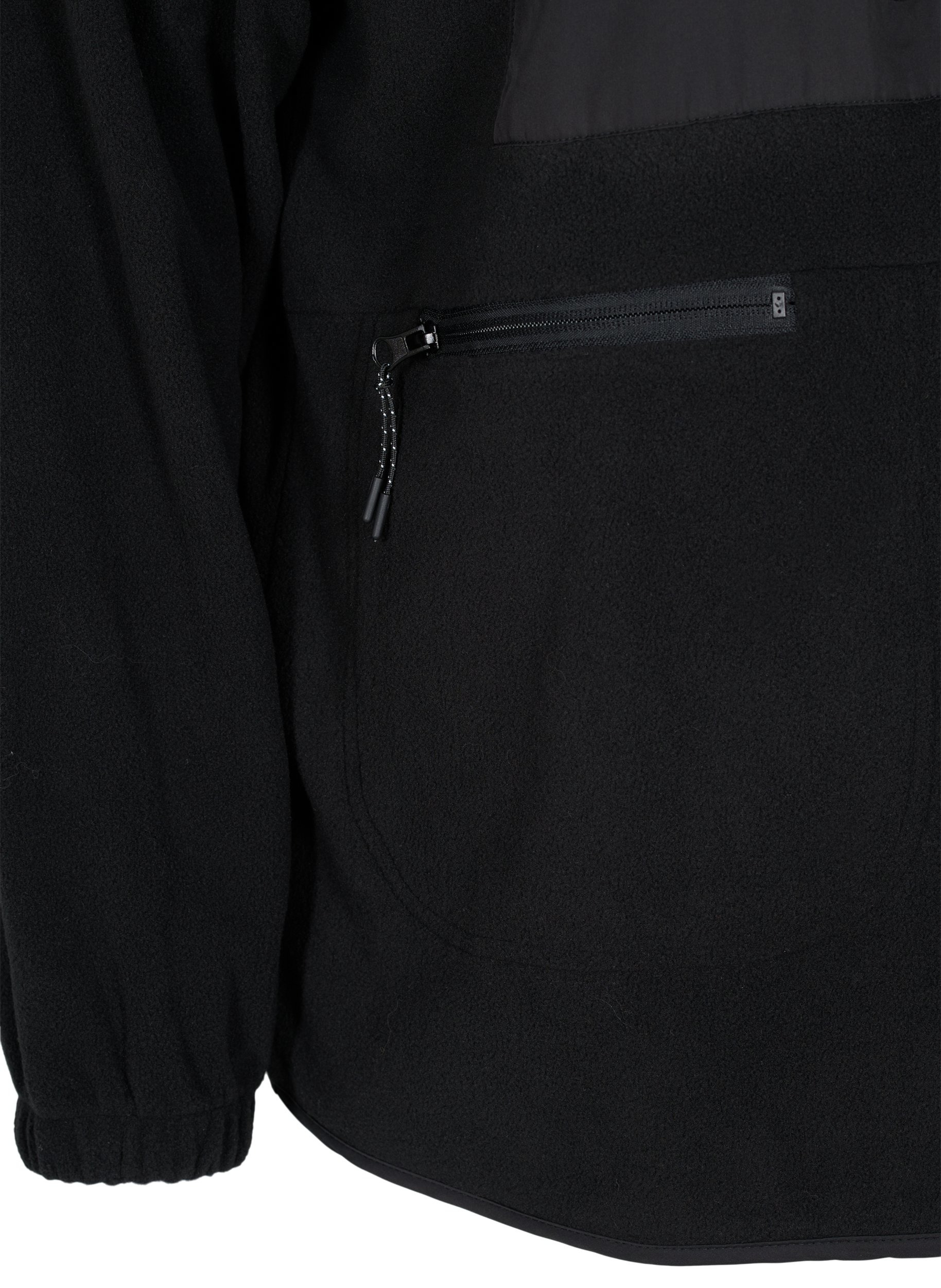 Treningsjakke i fleece med høy hals og lommer, Black, Packshot image number 3