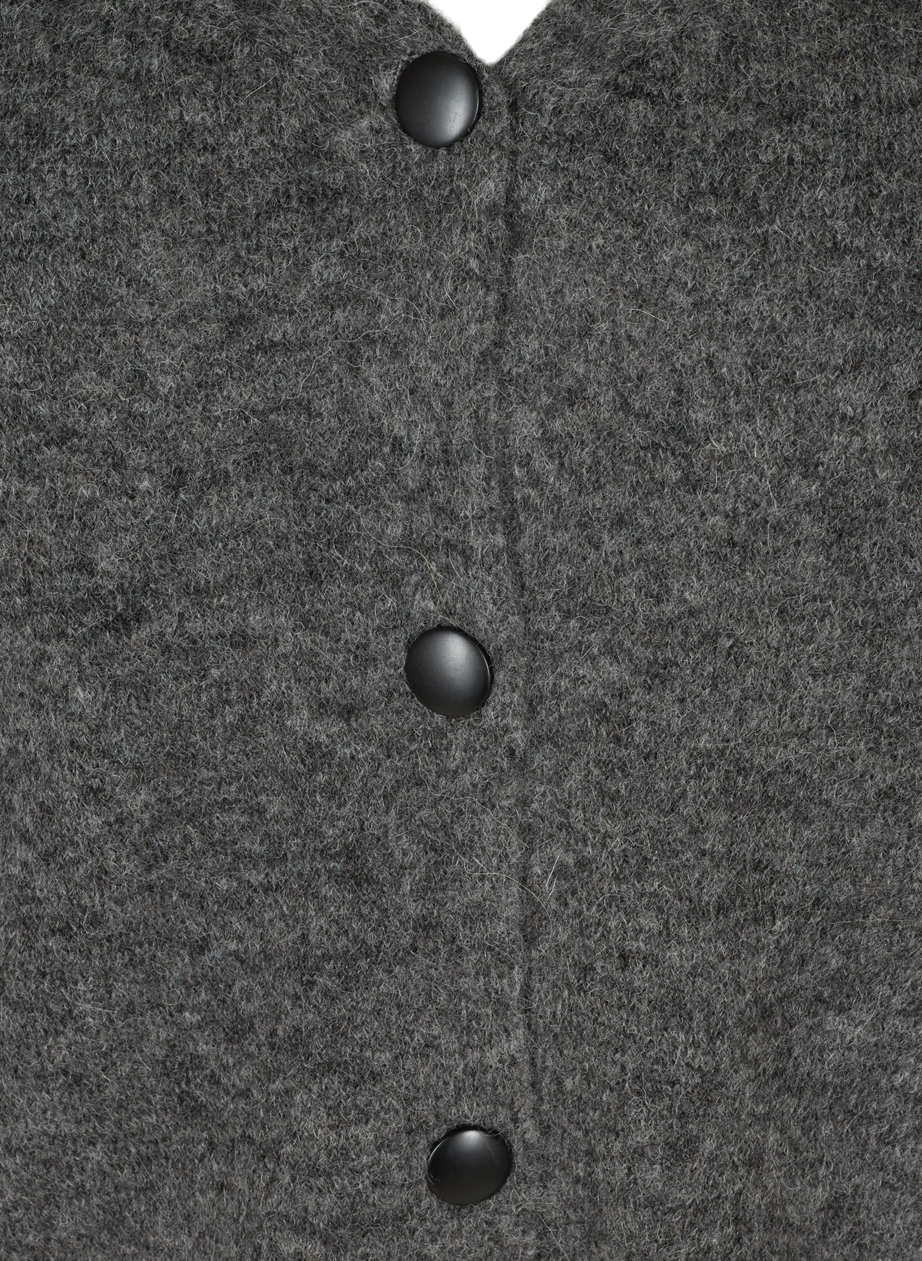 Kort strikket cardigan i ullblanding, Dark Grey Melange, Packshot image number 2