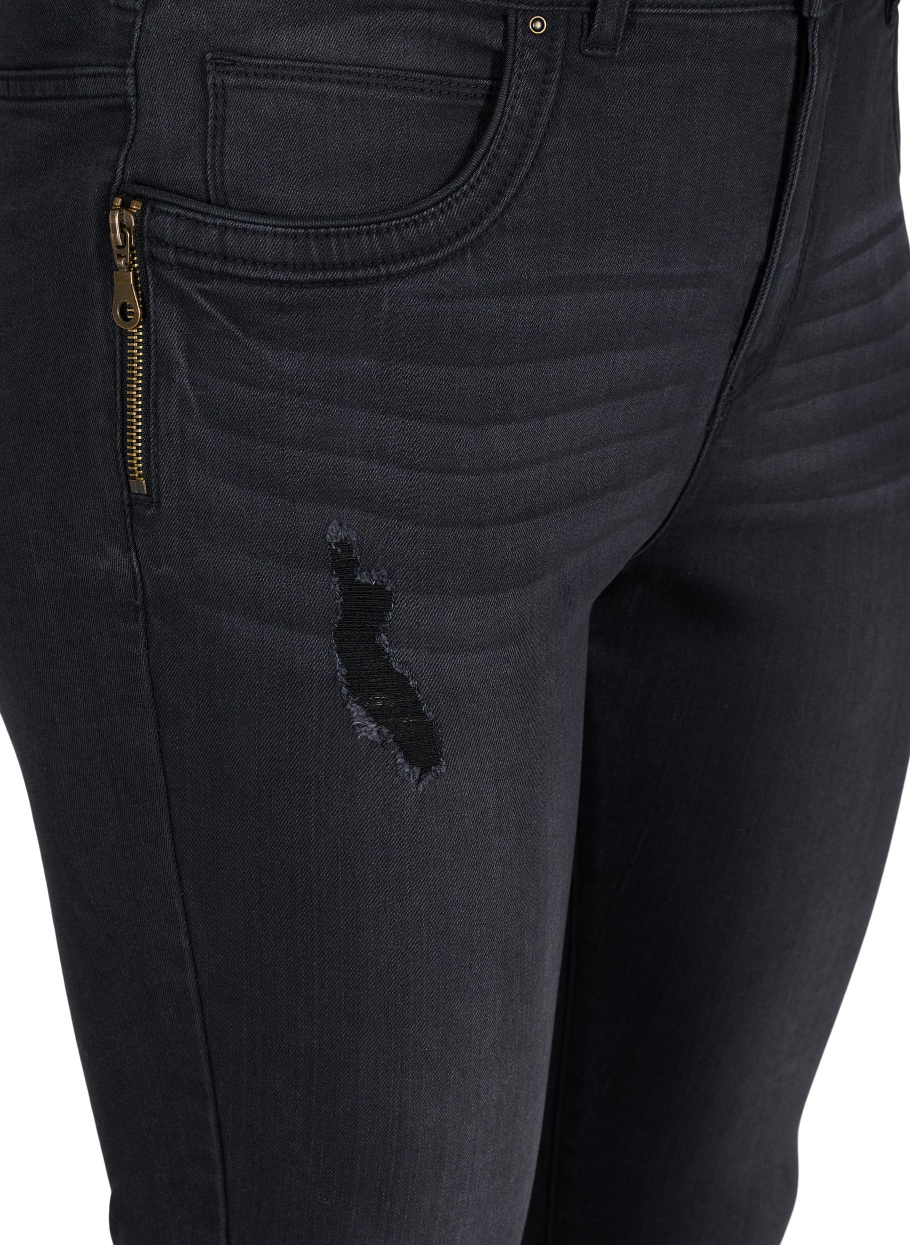 Super slim Amy jeans med splitt og knapper, Grey Denim, Packshot image number 2