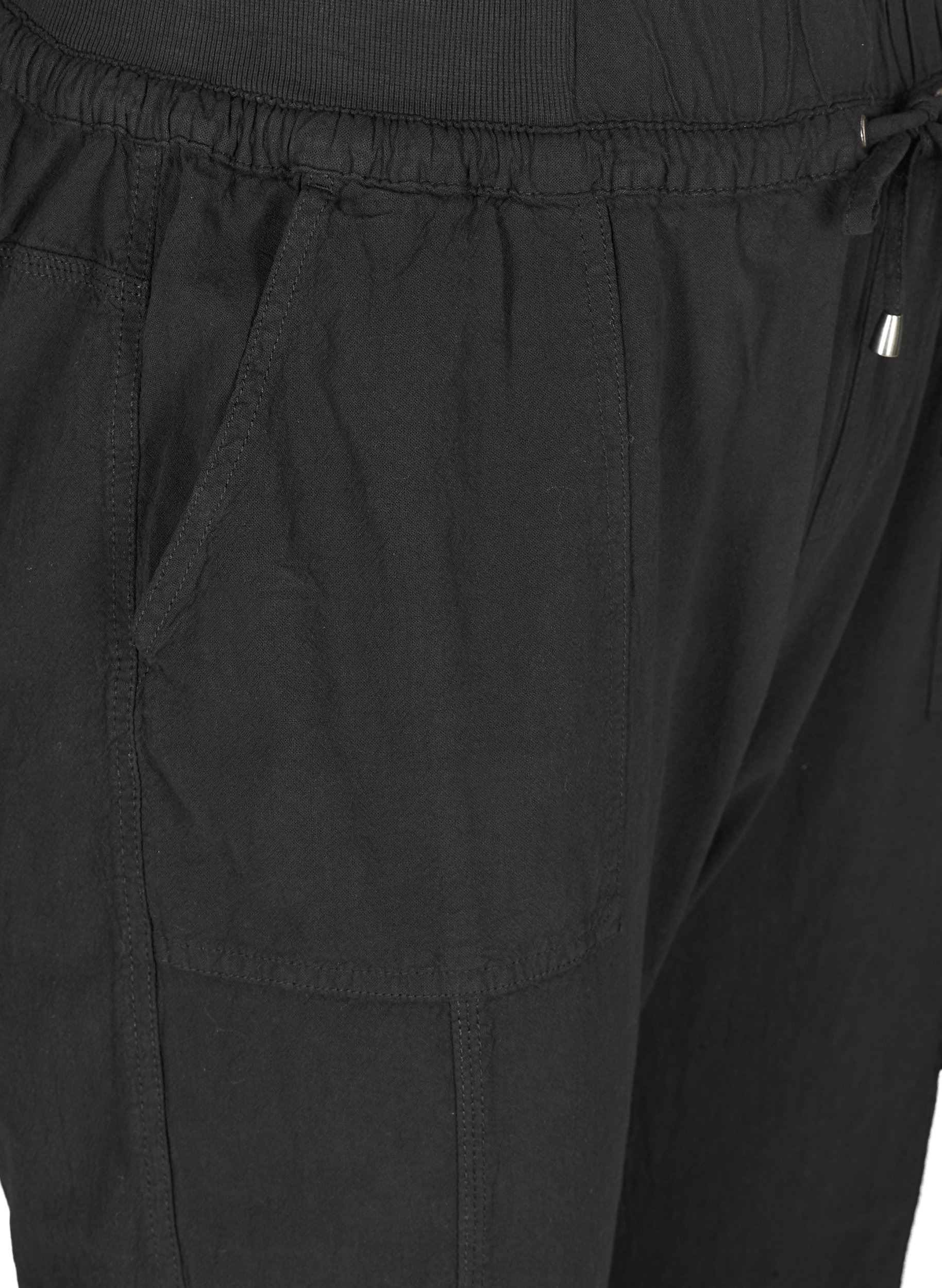 Løse bukser i bomull, Black, Packshot image number 2