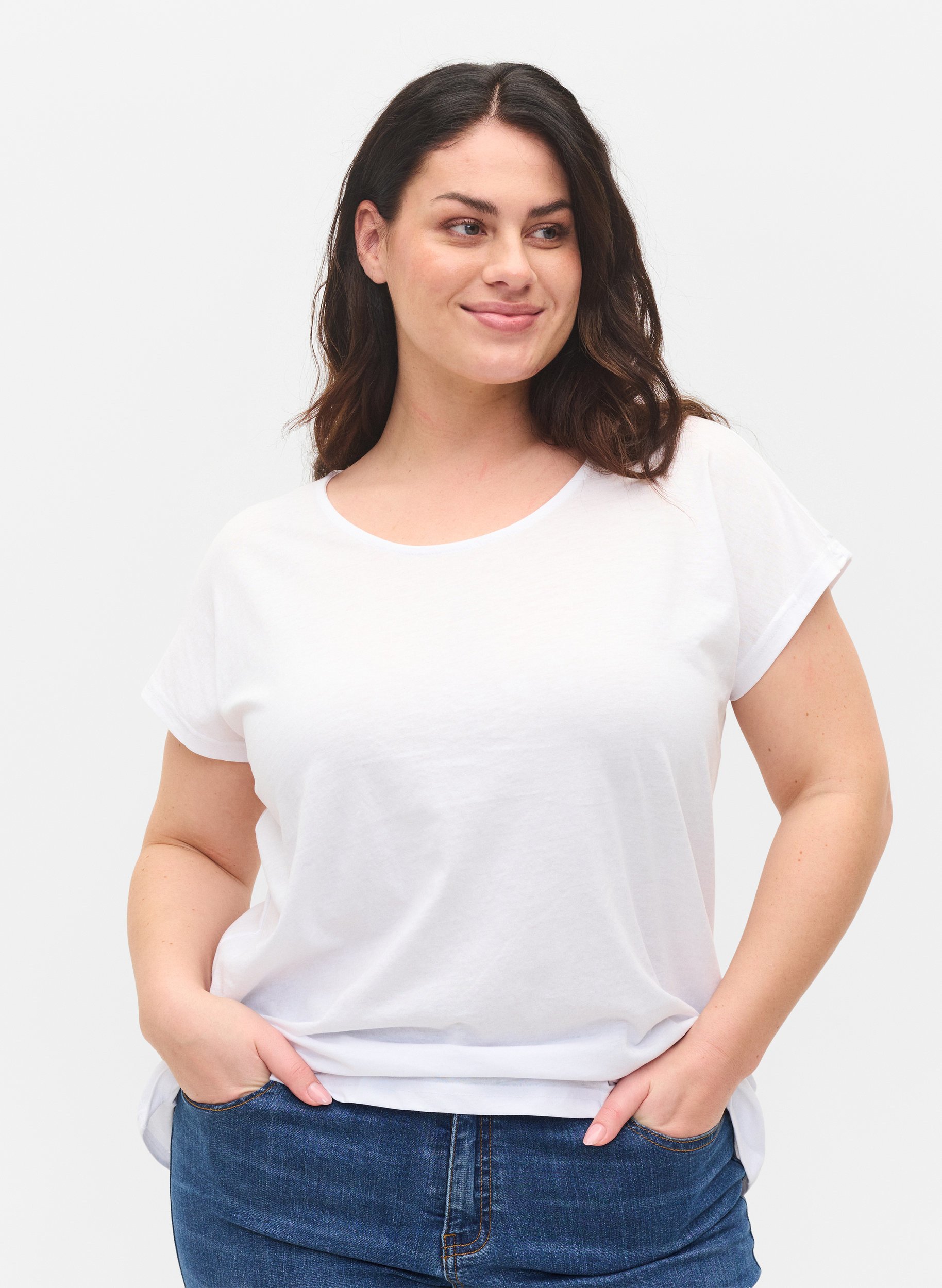 T-skjorte i bomullsmiks, Bright White, Model