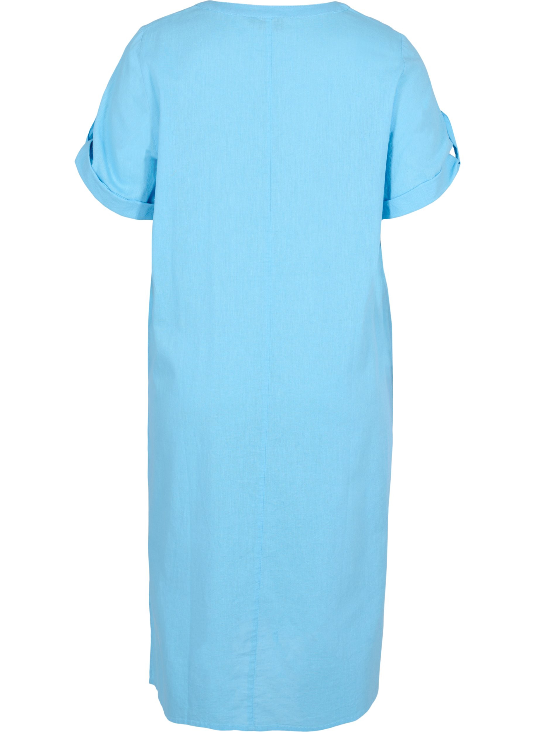 Lang skjortekjole med korte ermer, Alaskan Blue, Packshot image number 1