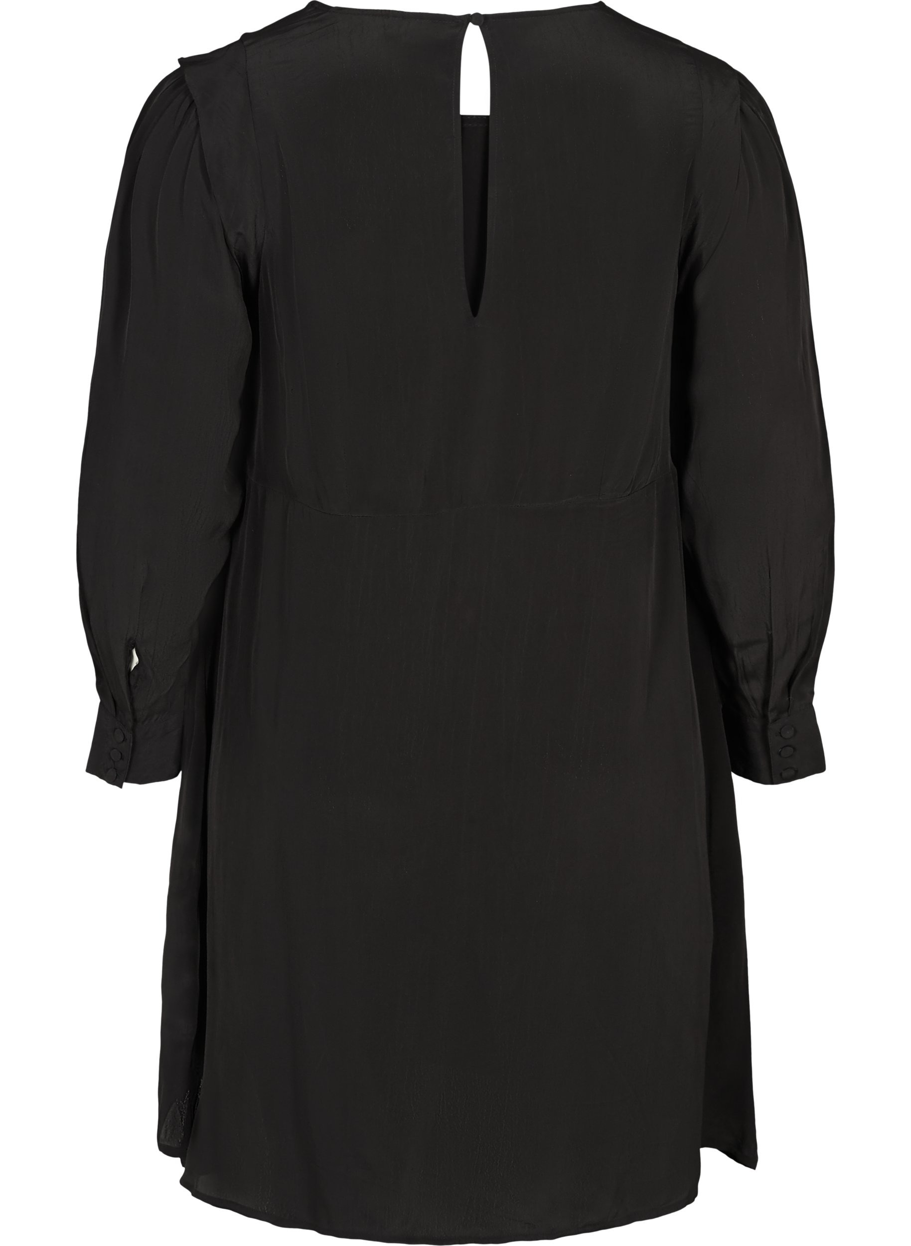Langermet kjole i viskose, Black, Packshot image number 1