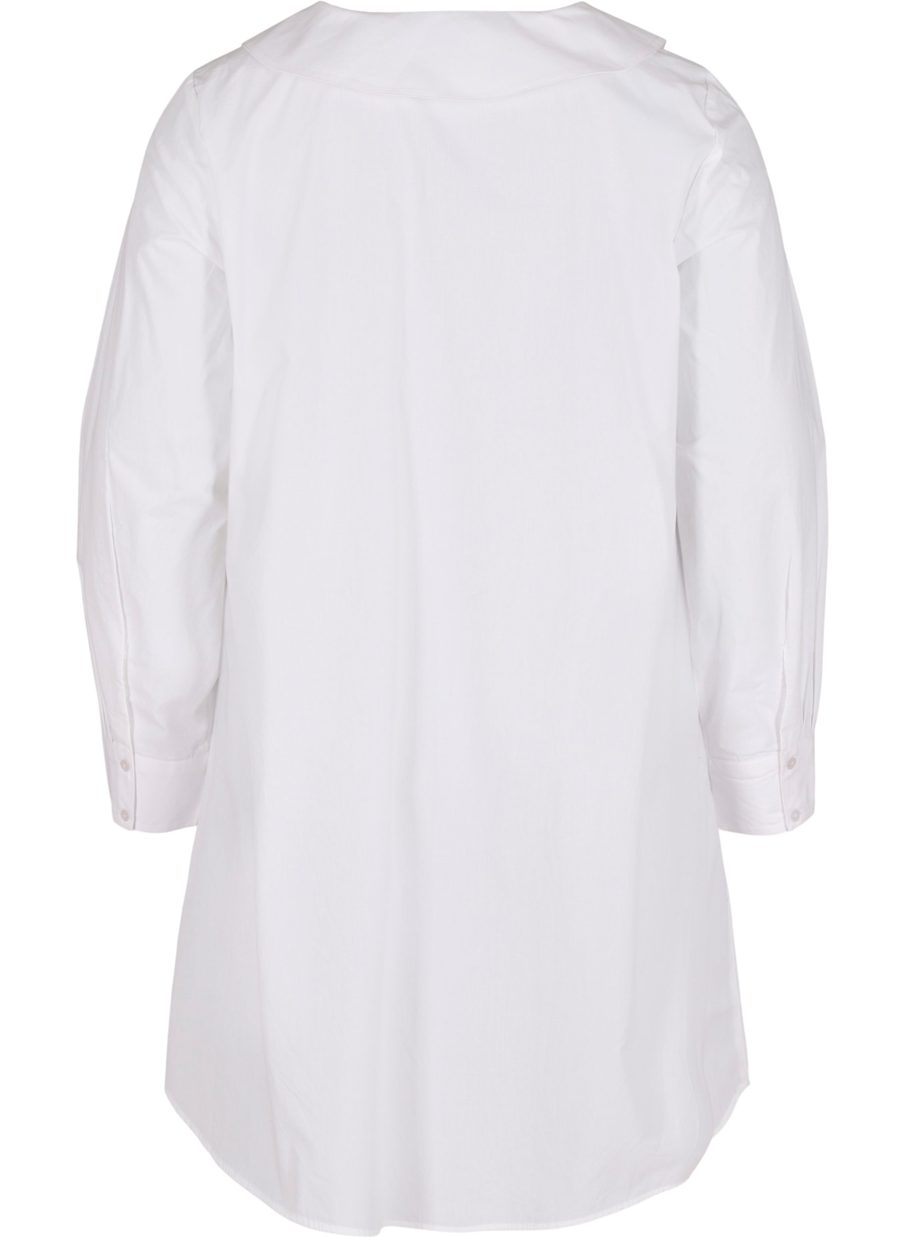 Lang skjorte i bomull med stor krave, Bright White, Packshot image number 1