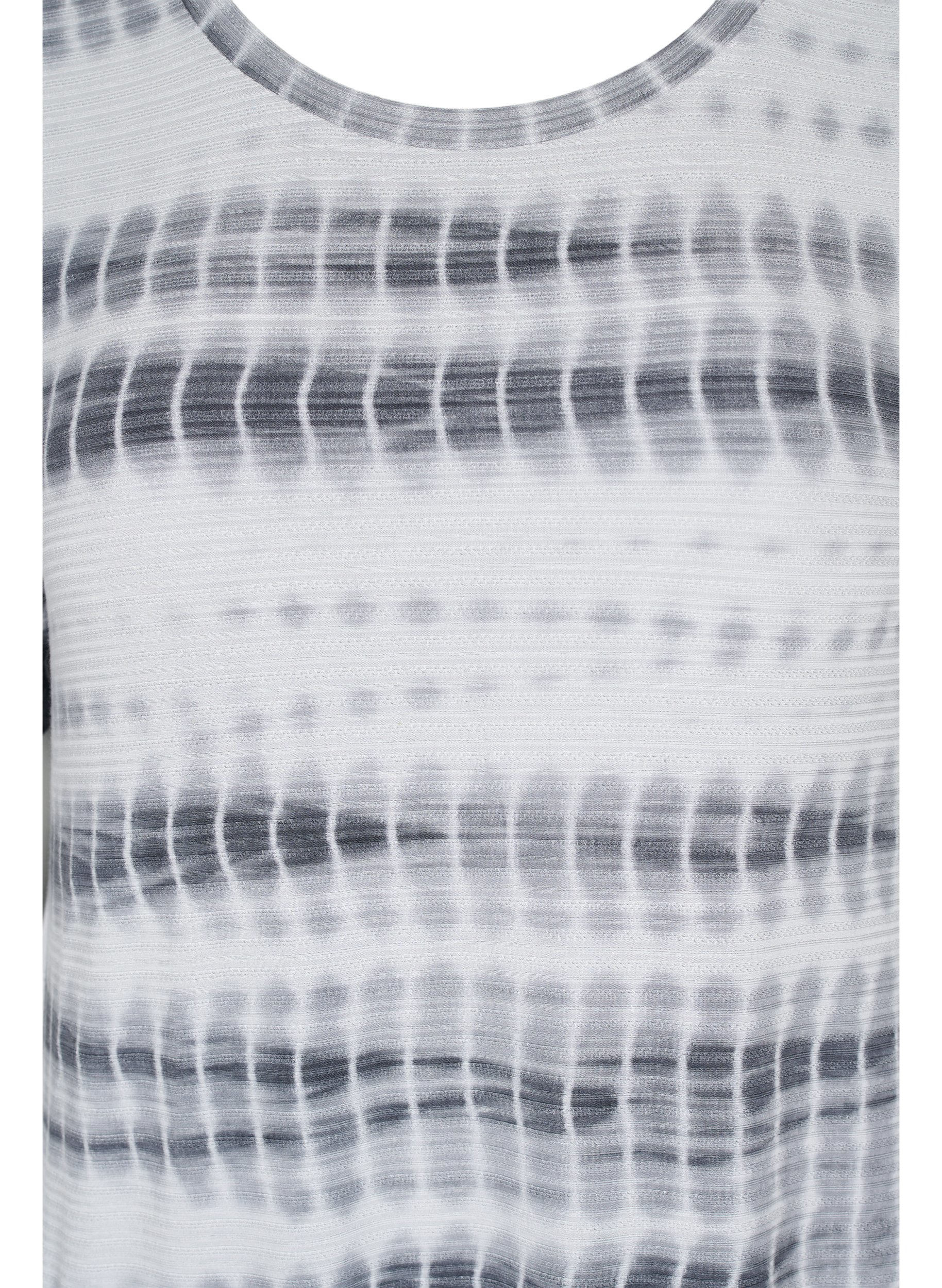Kortermet viskosekjole med tie-dye mønster, White, Black Tie Dye, Packshot image number 2