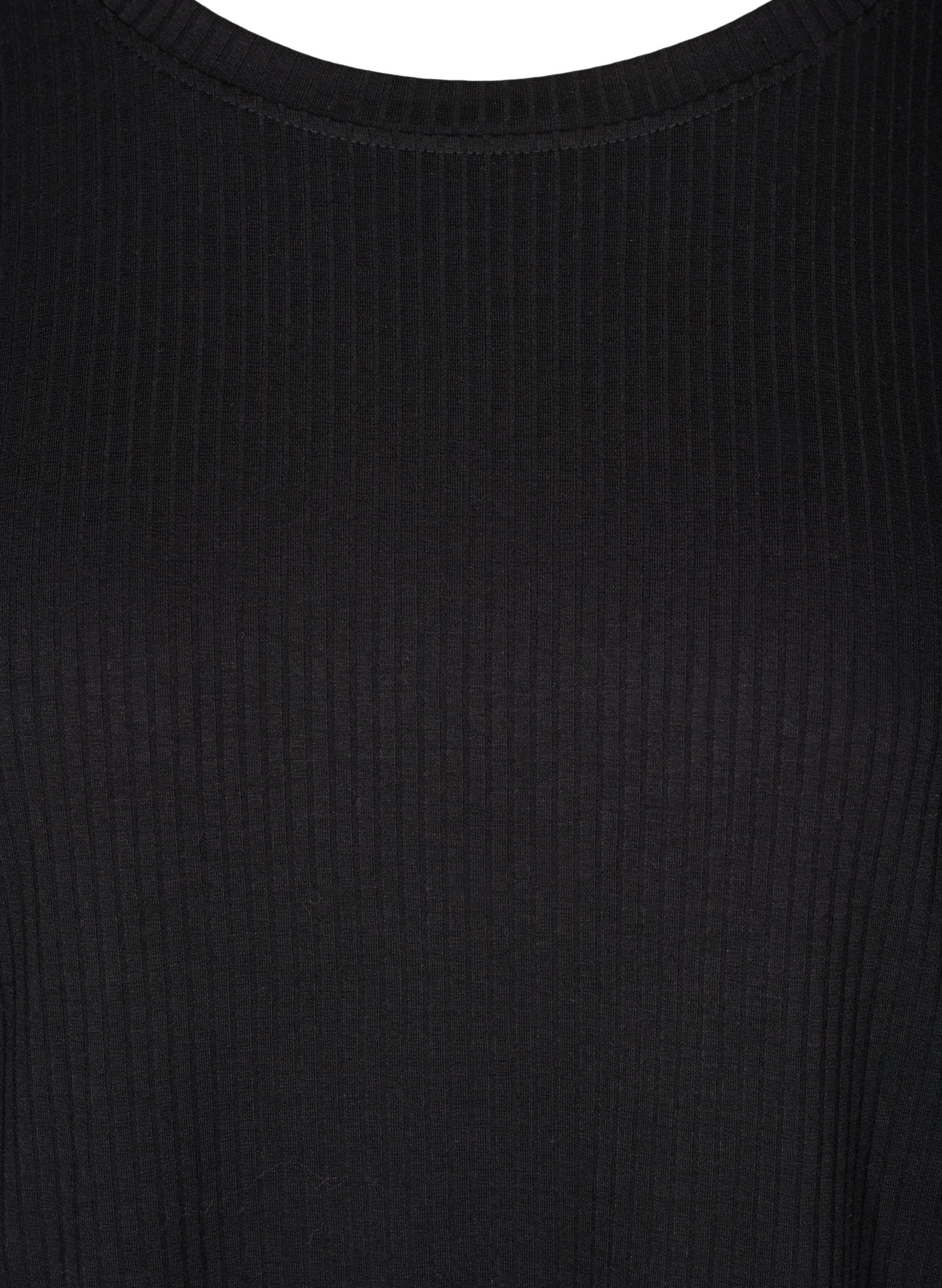 Bluse med knyting i ribbet struktur, Black, Packshot image number 2