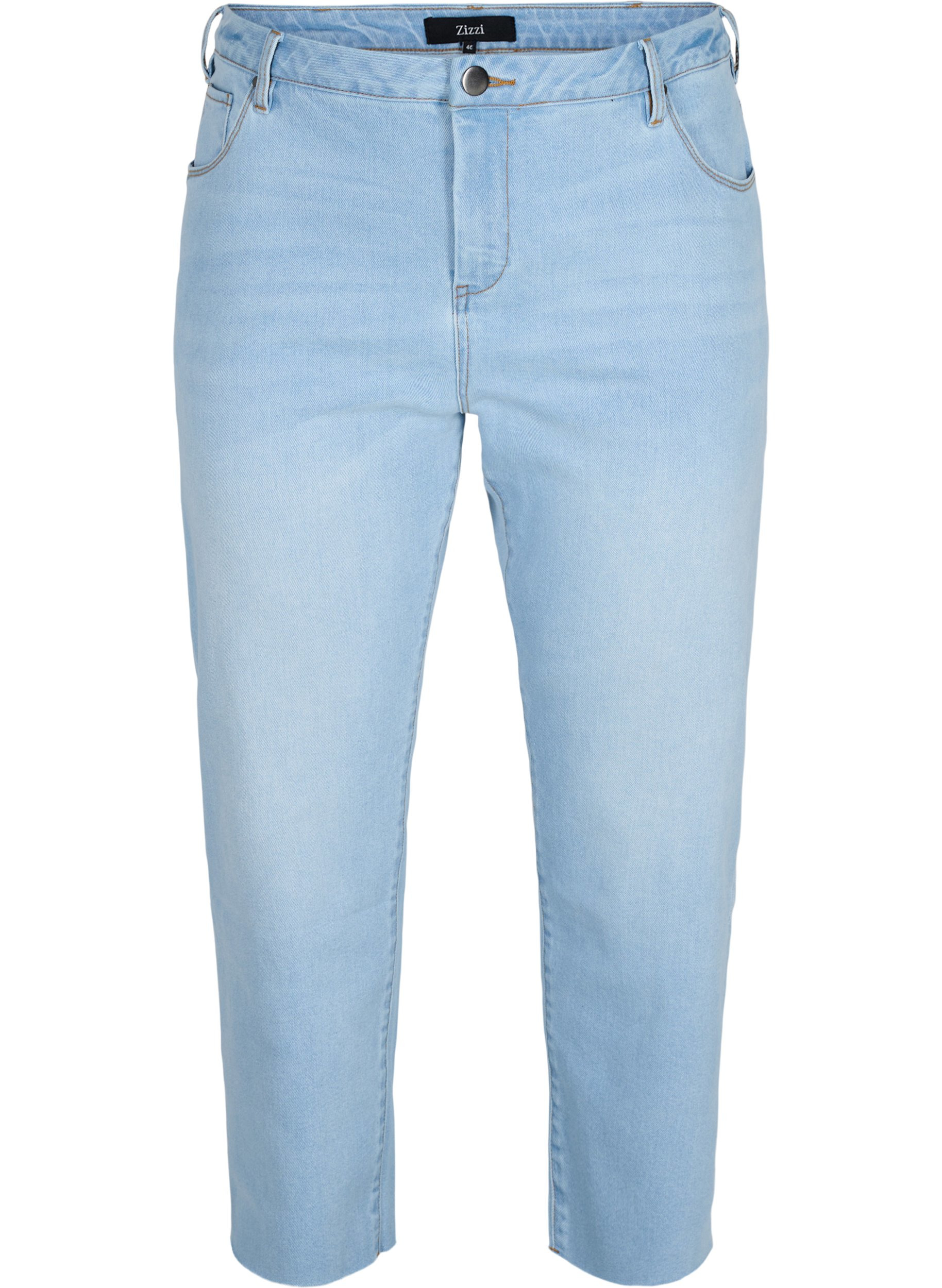 7/8-lengde jeans med rå kanter og høyt liv, Super L.Blue Denim, Packshot image number 0
