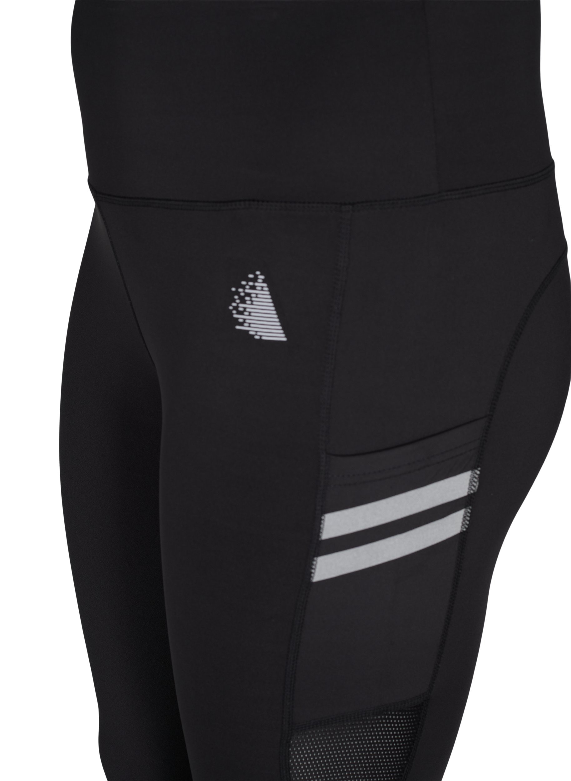 Cropped treningstights med refleks og lomme, Black/Reflex Lines, Packshot image number 2