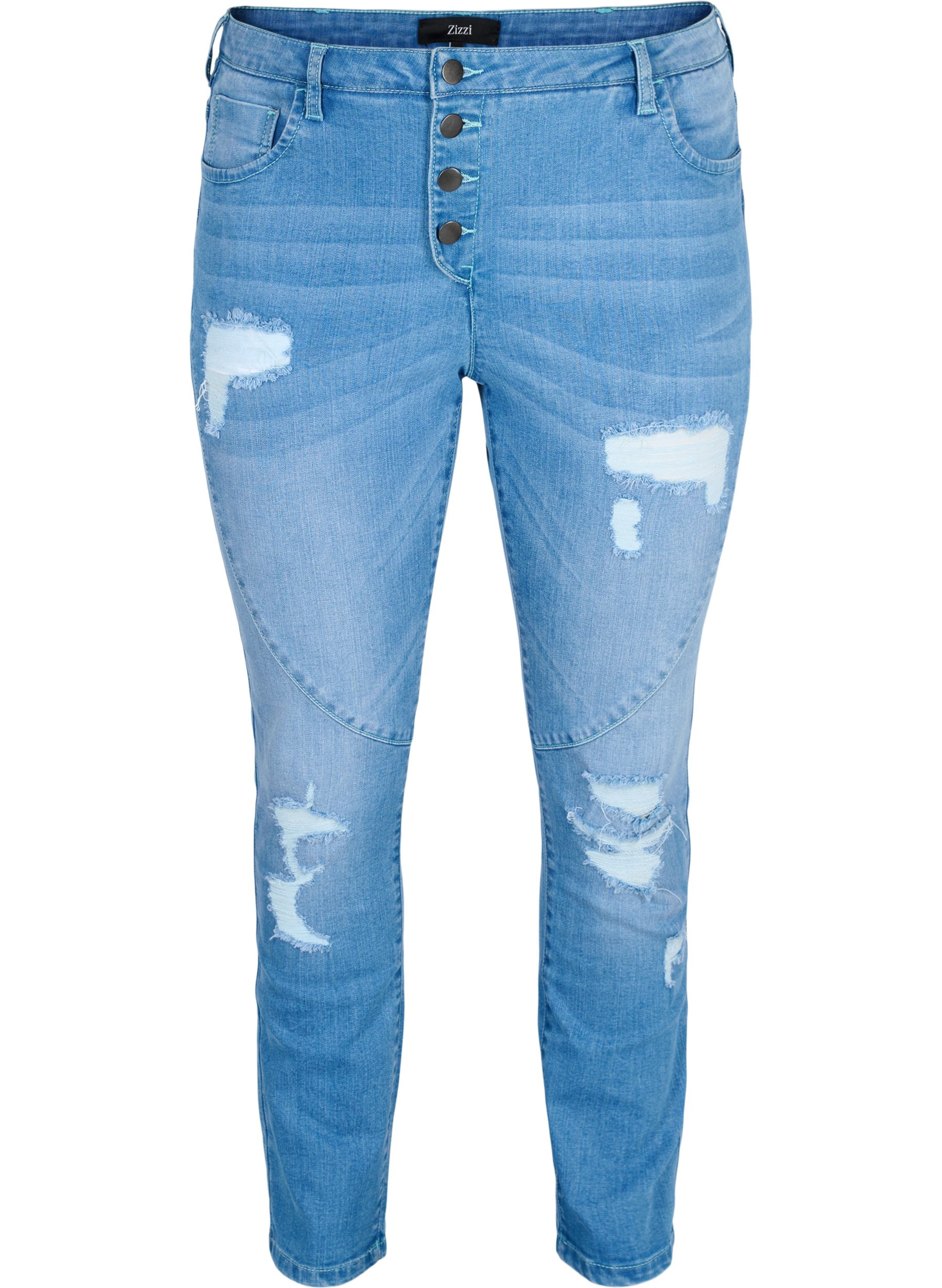 Slim fit Emily jeans med splitt, Light blue, Packshot image number 0