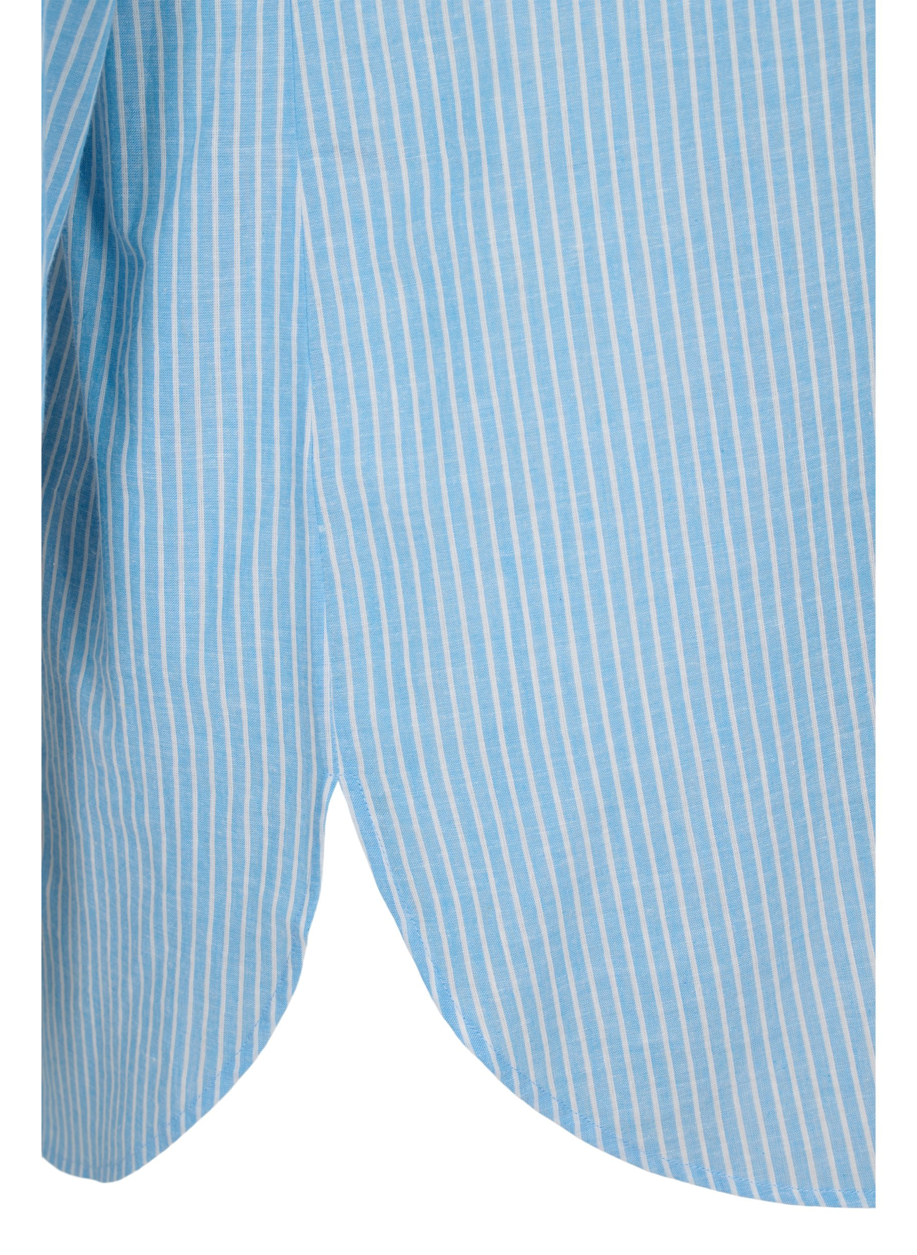 Stripete skjorte i 100% bomull, Lichen Blue Stripe , Packshot image number 3