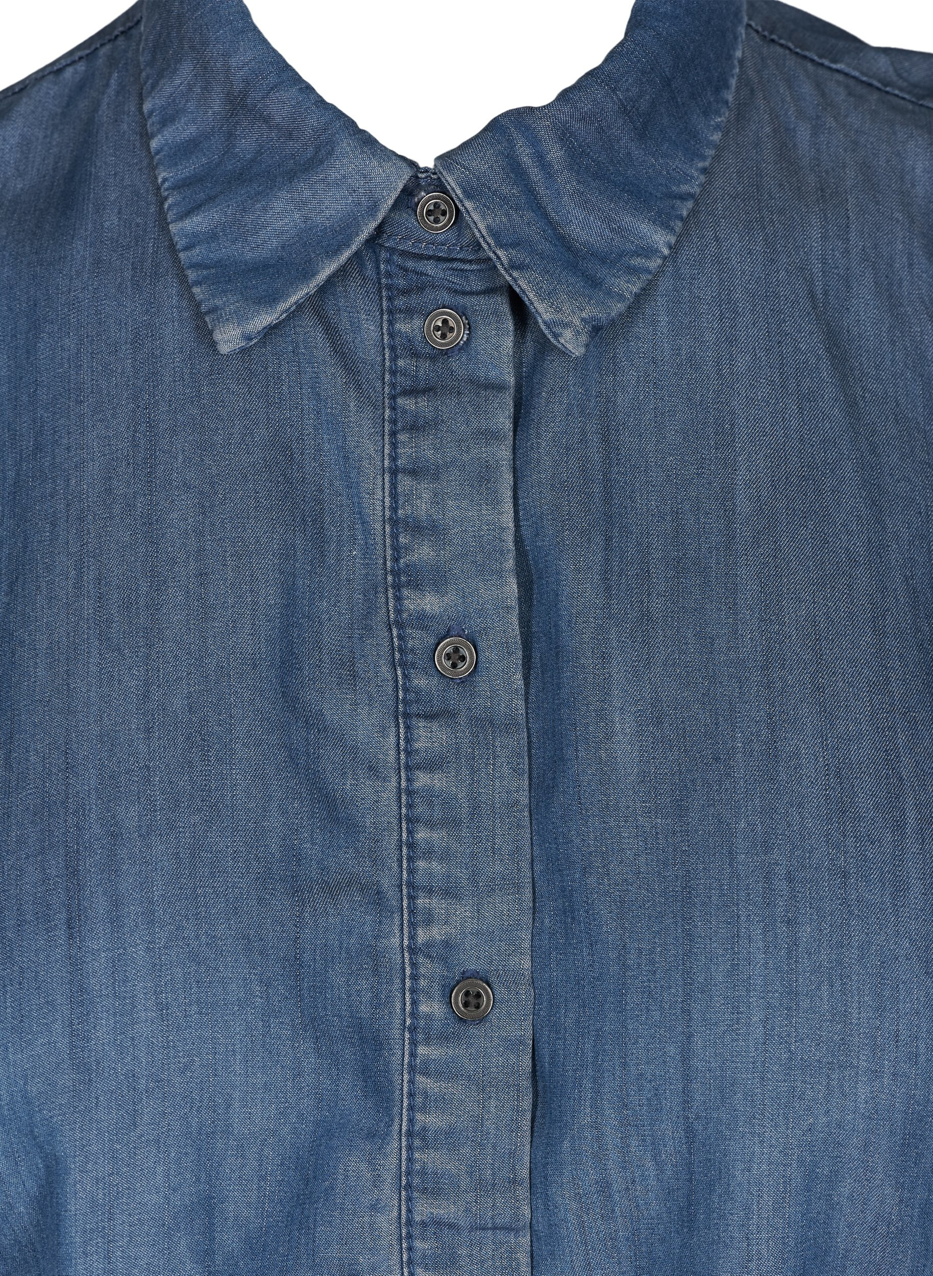Løs skjortekrage i tencel, Blue Denim , Packshot image number 2