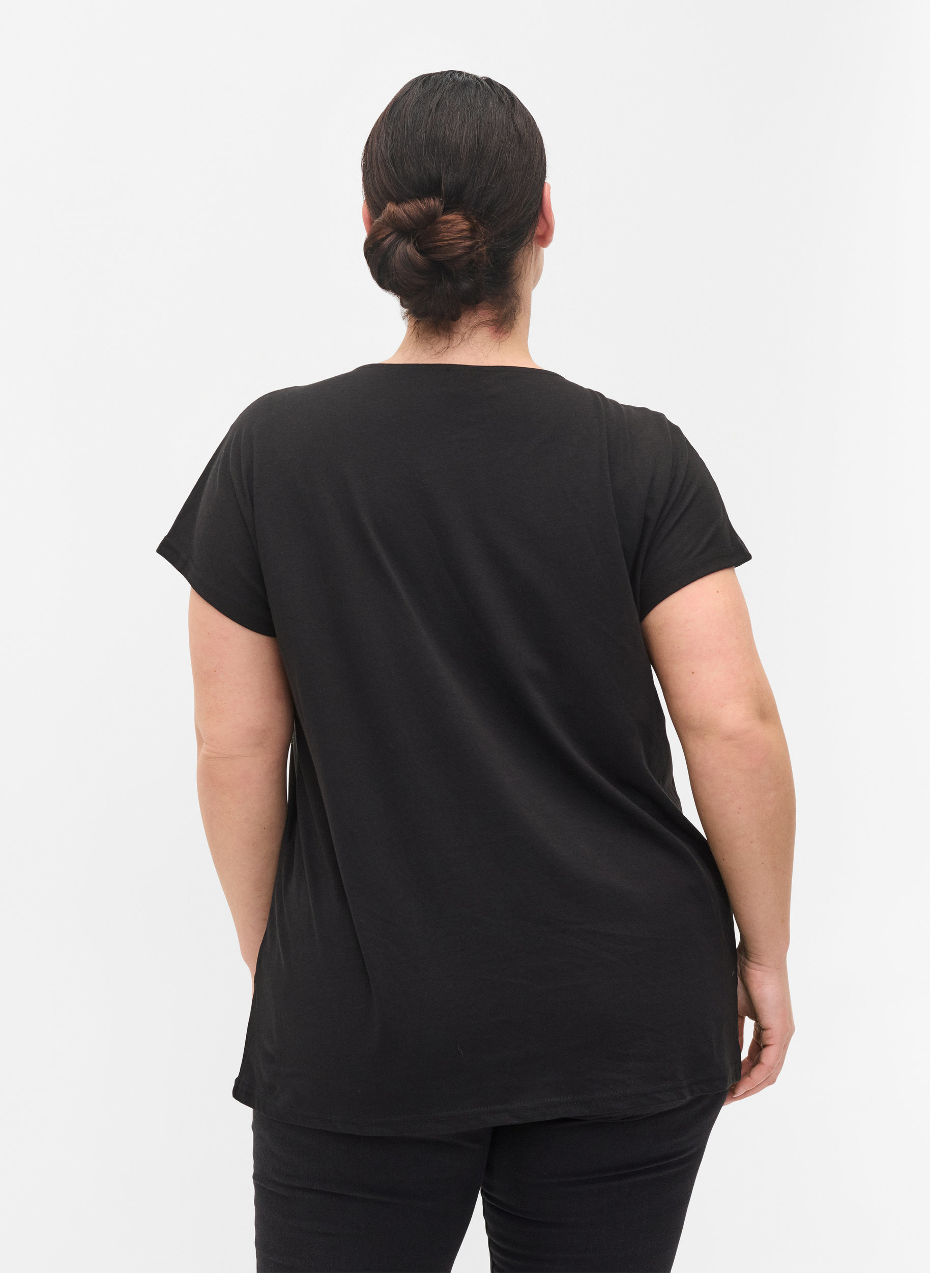 T-skjorte i bomullsmiks, Black, Model image number 2