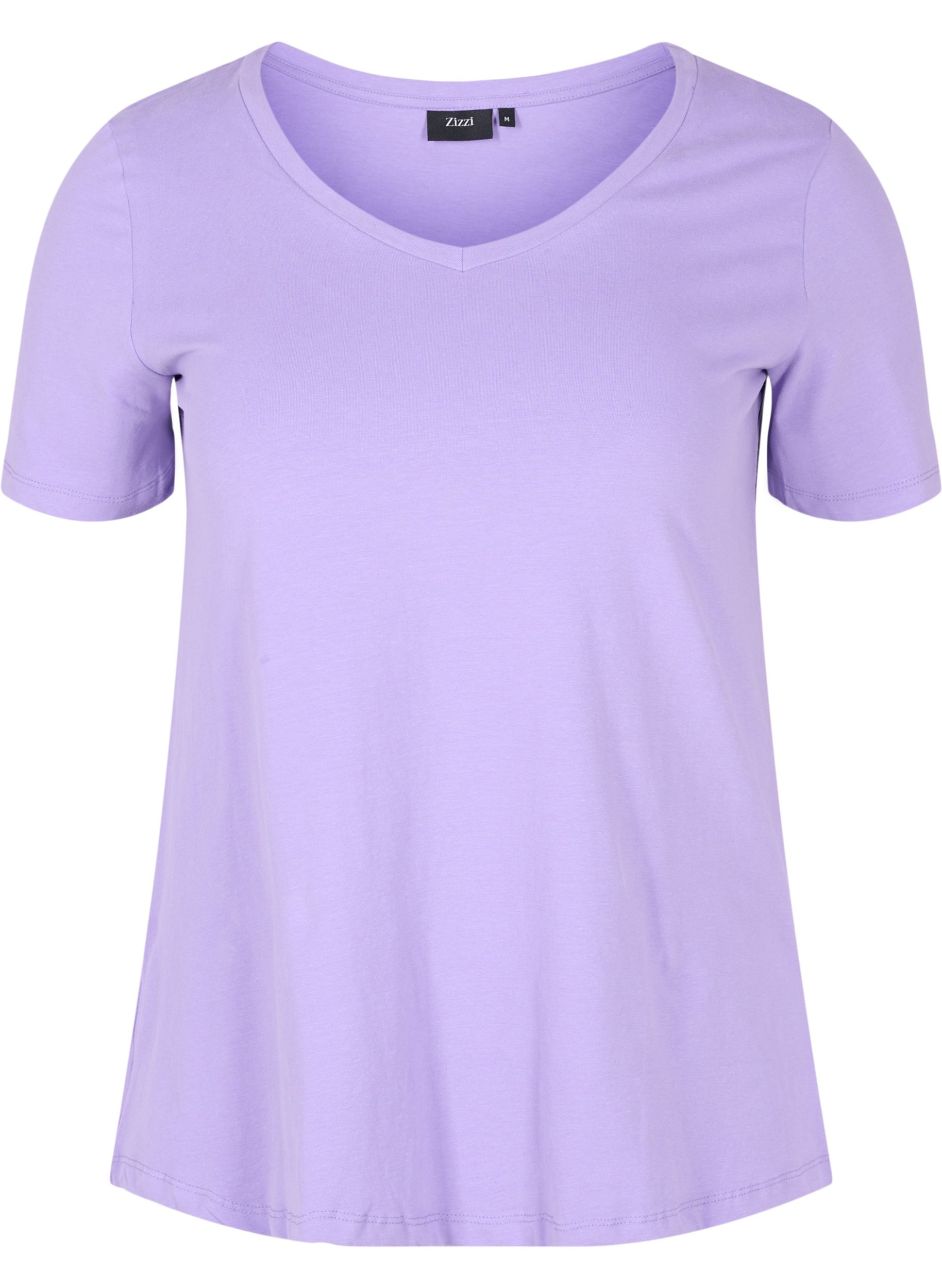 Ensfarget basis T-skjorte i bomull, Paisley Purple, Packshot image number 0