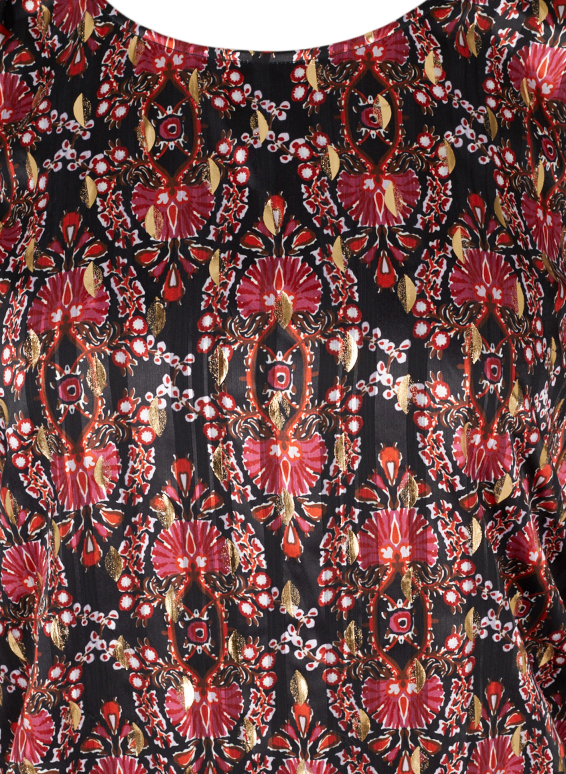 Mønstrete bluse med lange ermer og smock, Black Oriental, Packshot image number 2