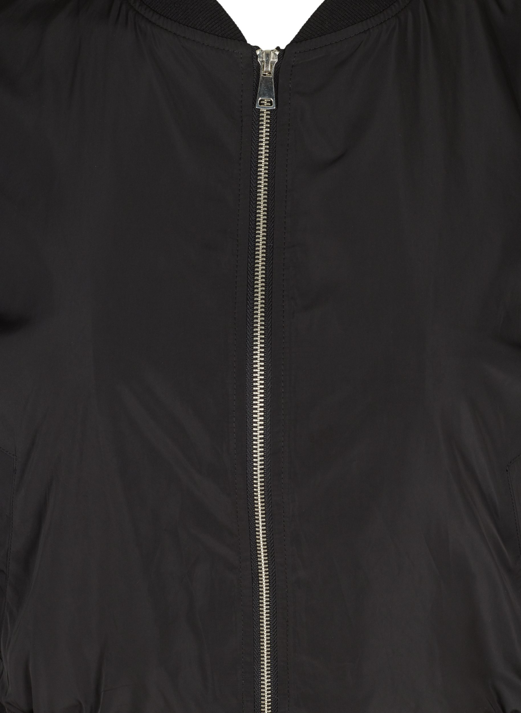 Bomberjakke med lommer og ribb, Black, Packshot image number 2