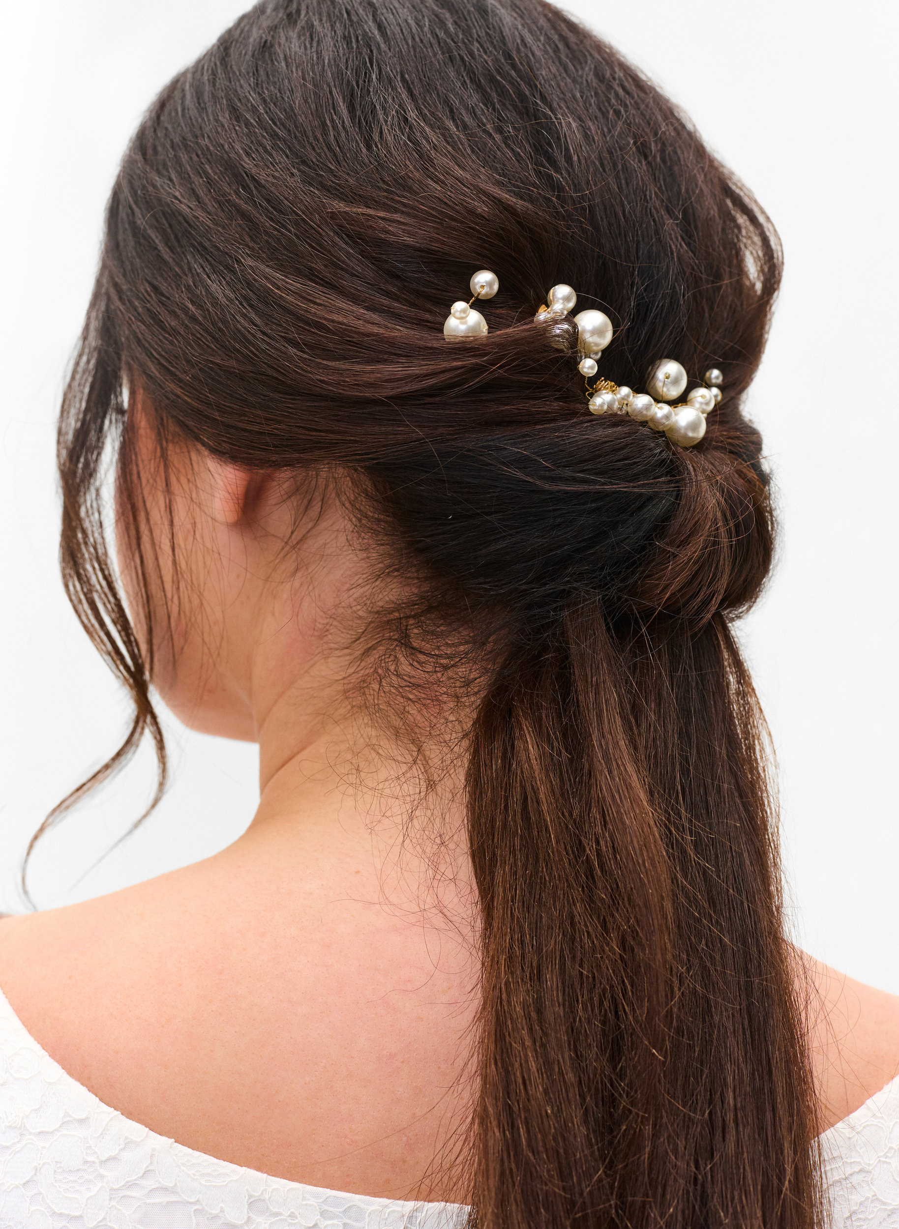 3 stk. hårspenner med perler, Pearl, Model image number 0