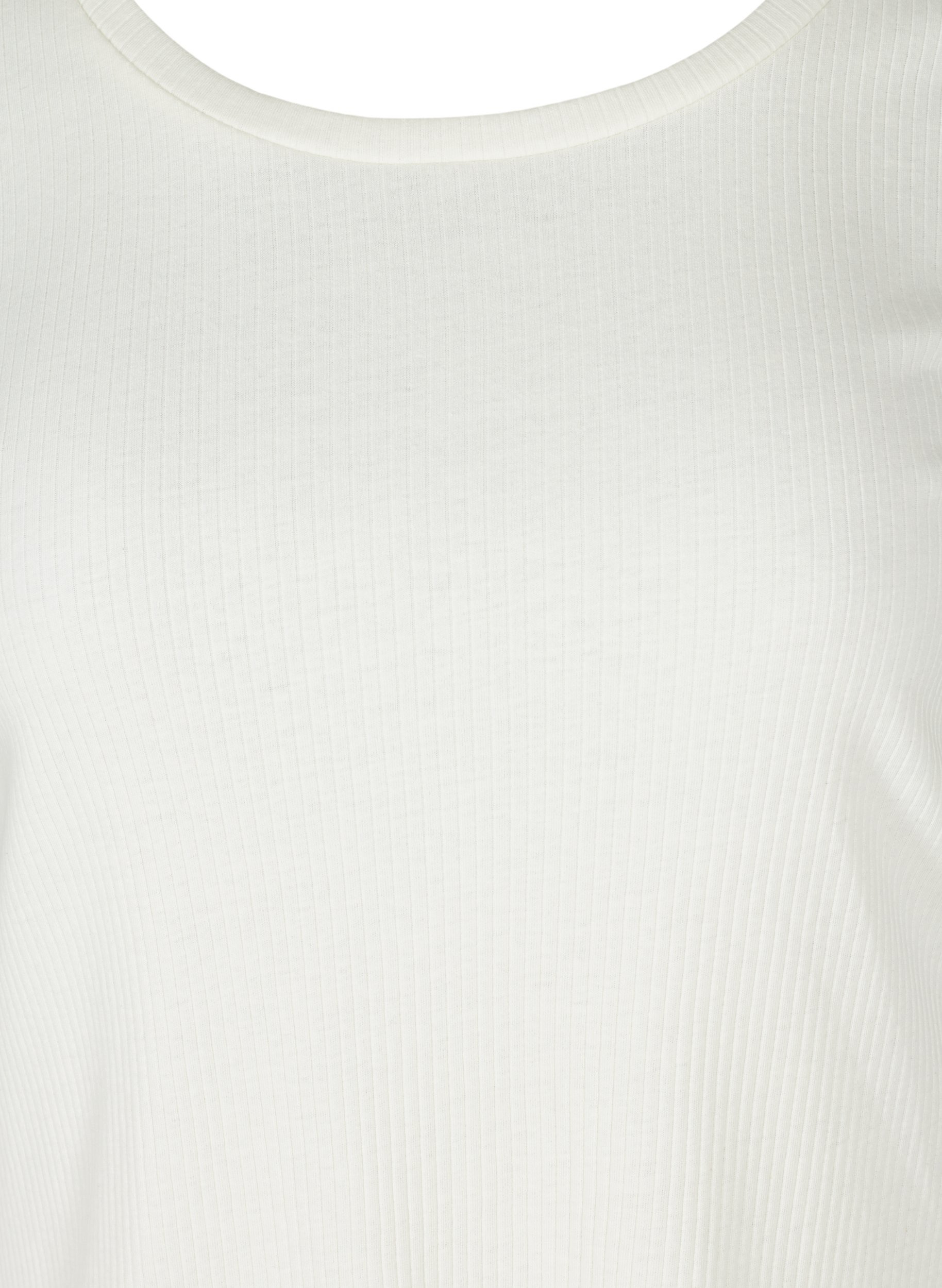 T-skjorte i et ribbet materiale , Egret, Packshot image number 2