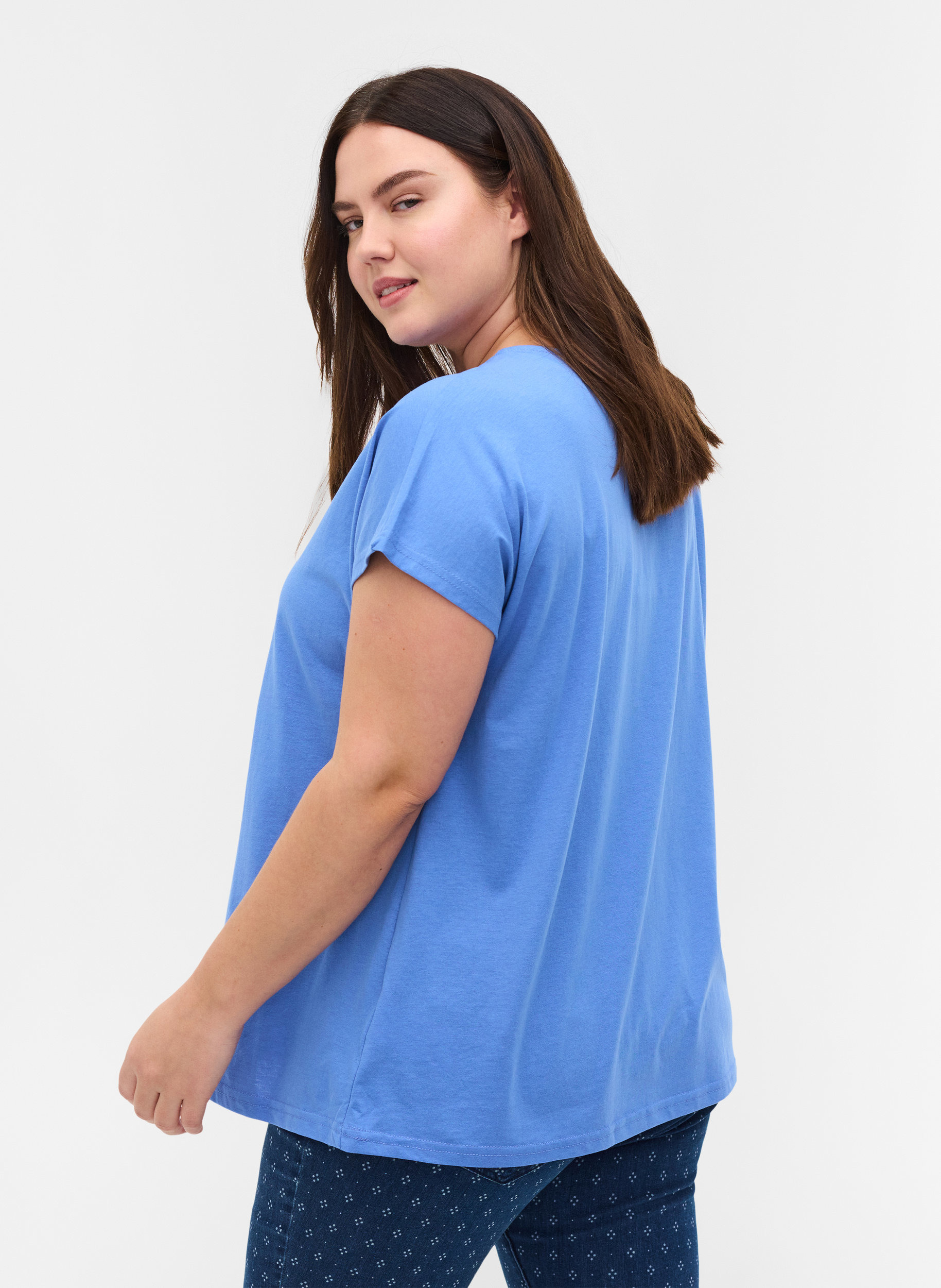 T-skjorte i bomullsmiks, Ultramarine, Model image number 1