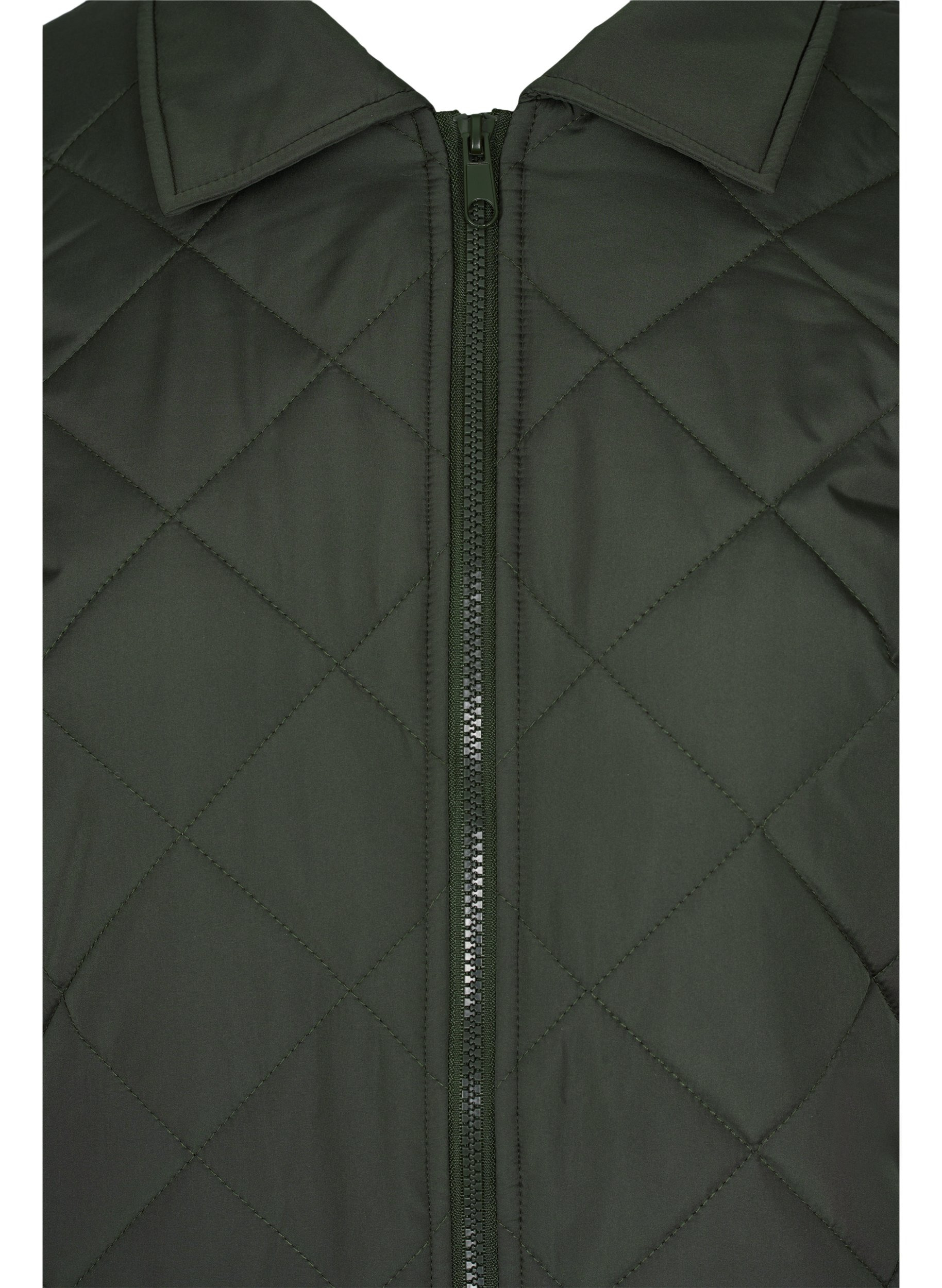 Kort quiltet jakke med krage, Forest Night, Packshot image number 2