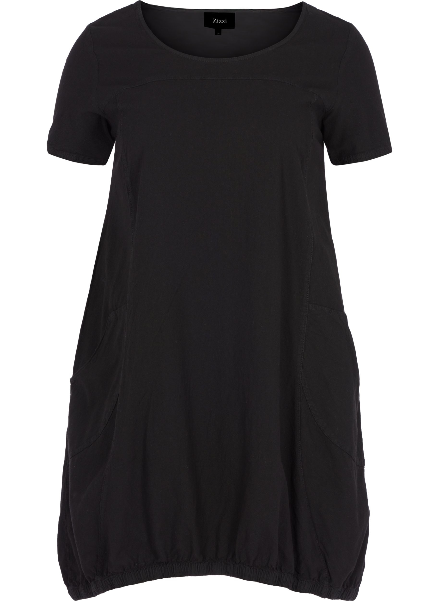 Kortermet kjole i bomull, Black, Packshot image number 0