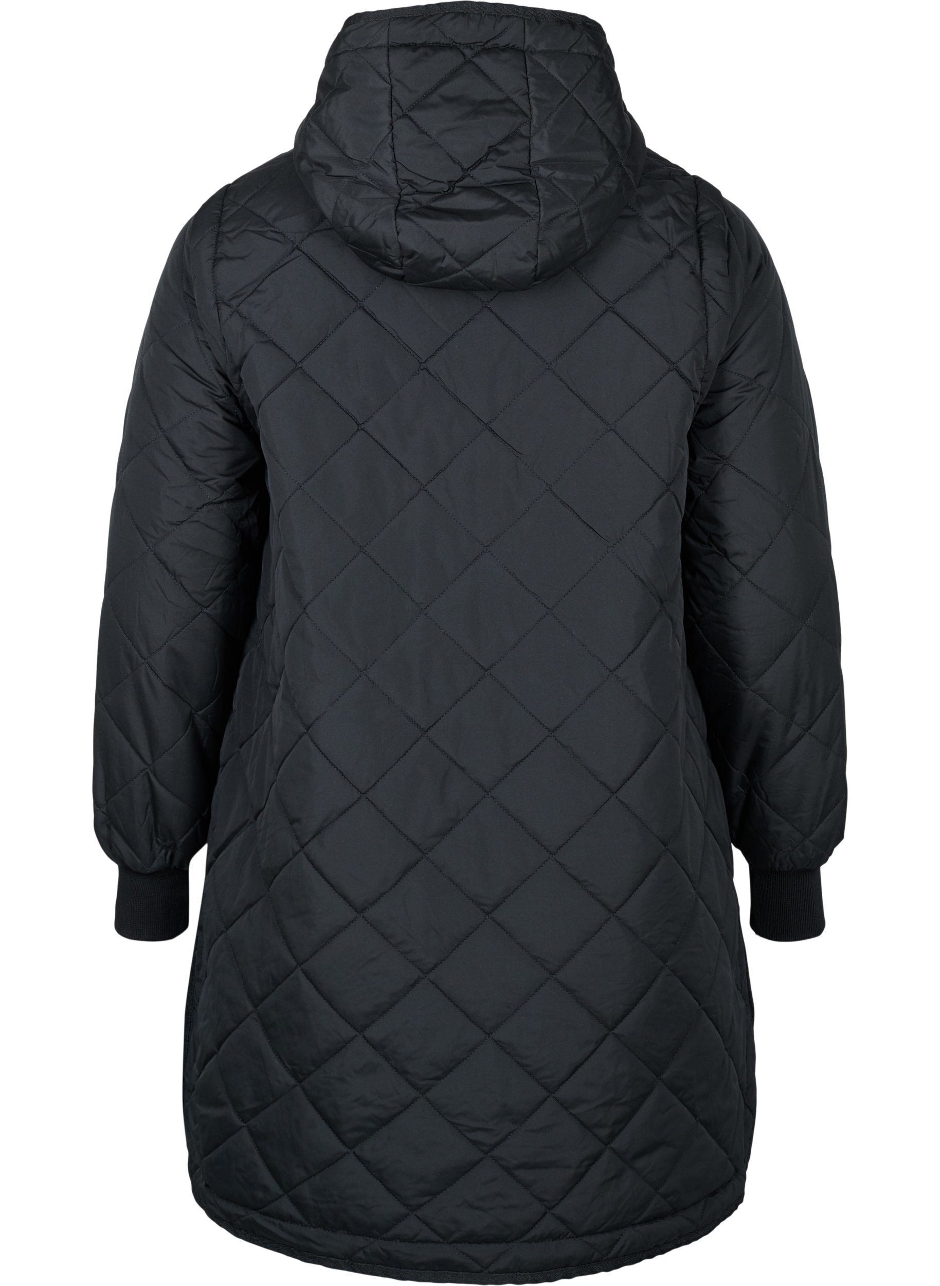 2 i 1 jakke med quiltet mønster og avtagbare ermer, Black, Packshot image number 1