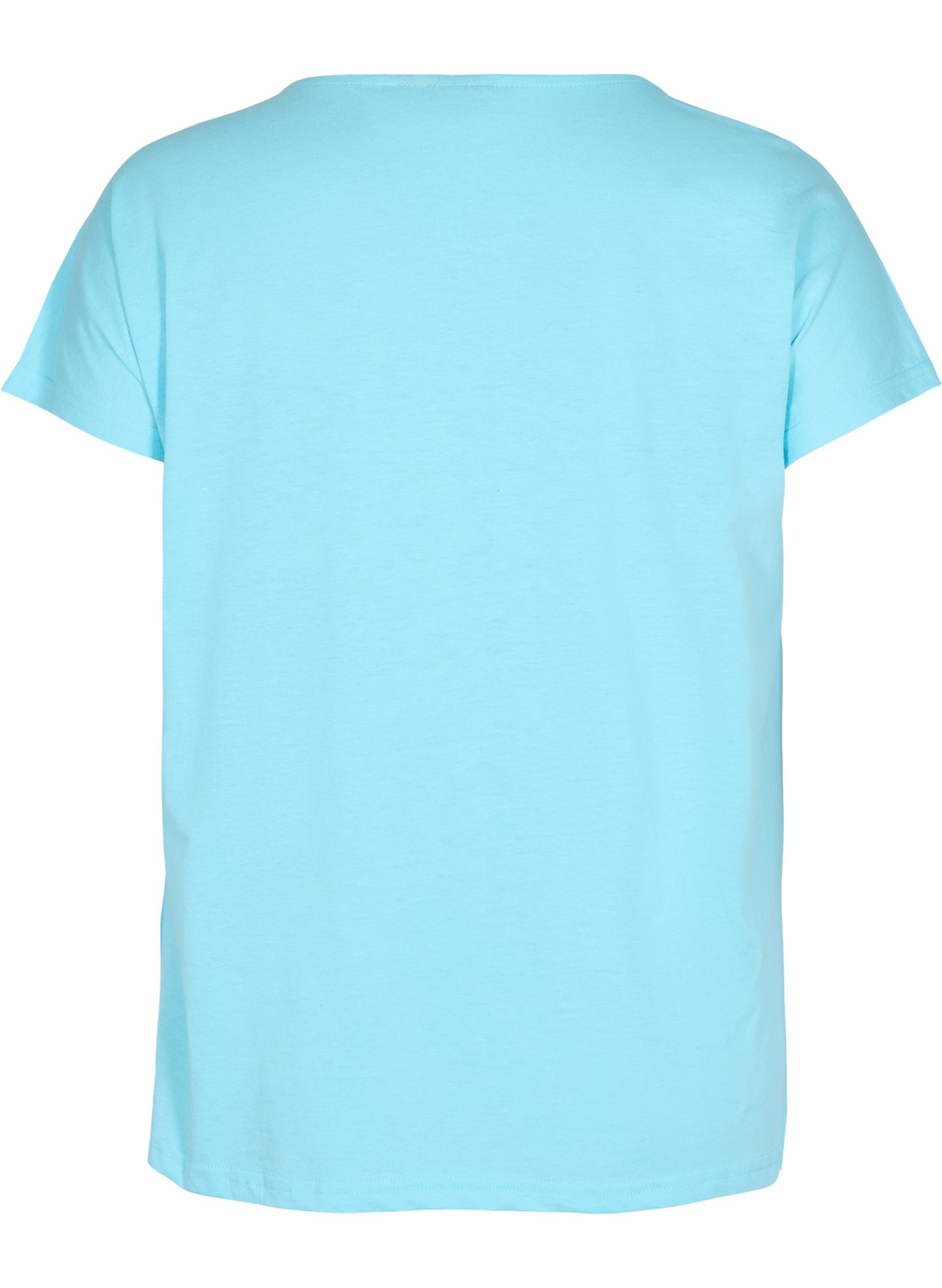 T-skjorte i bomullsmiks, Blue Topaz, Packshot image number 1