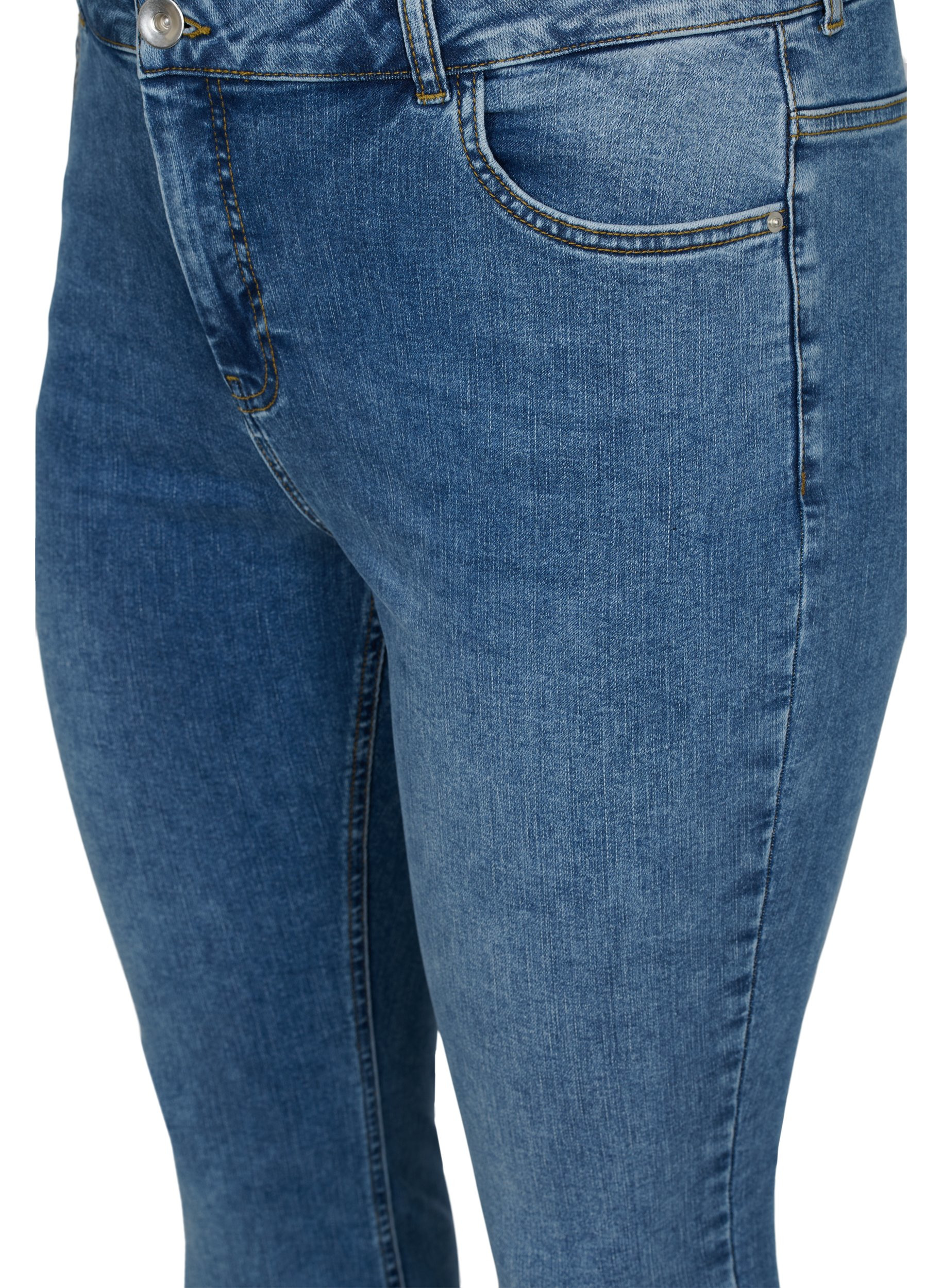 Super slim Amy jeans i en bomullsmiks, Blue denim, Packshot image number 2