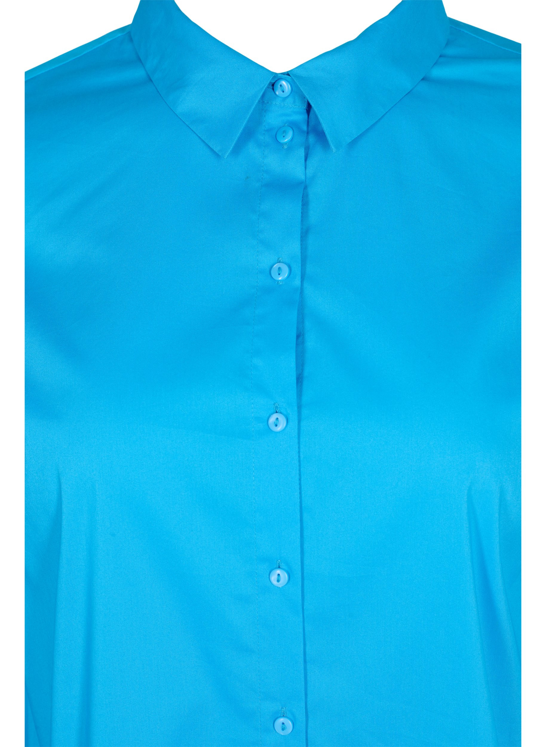 Langermet skjorte med høy mansjett, Dresden Blue, Packshot image number 2