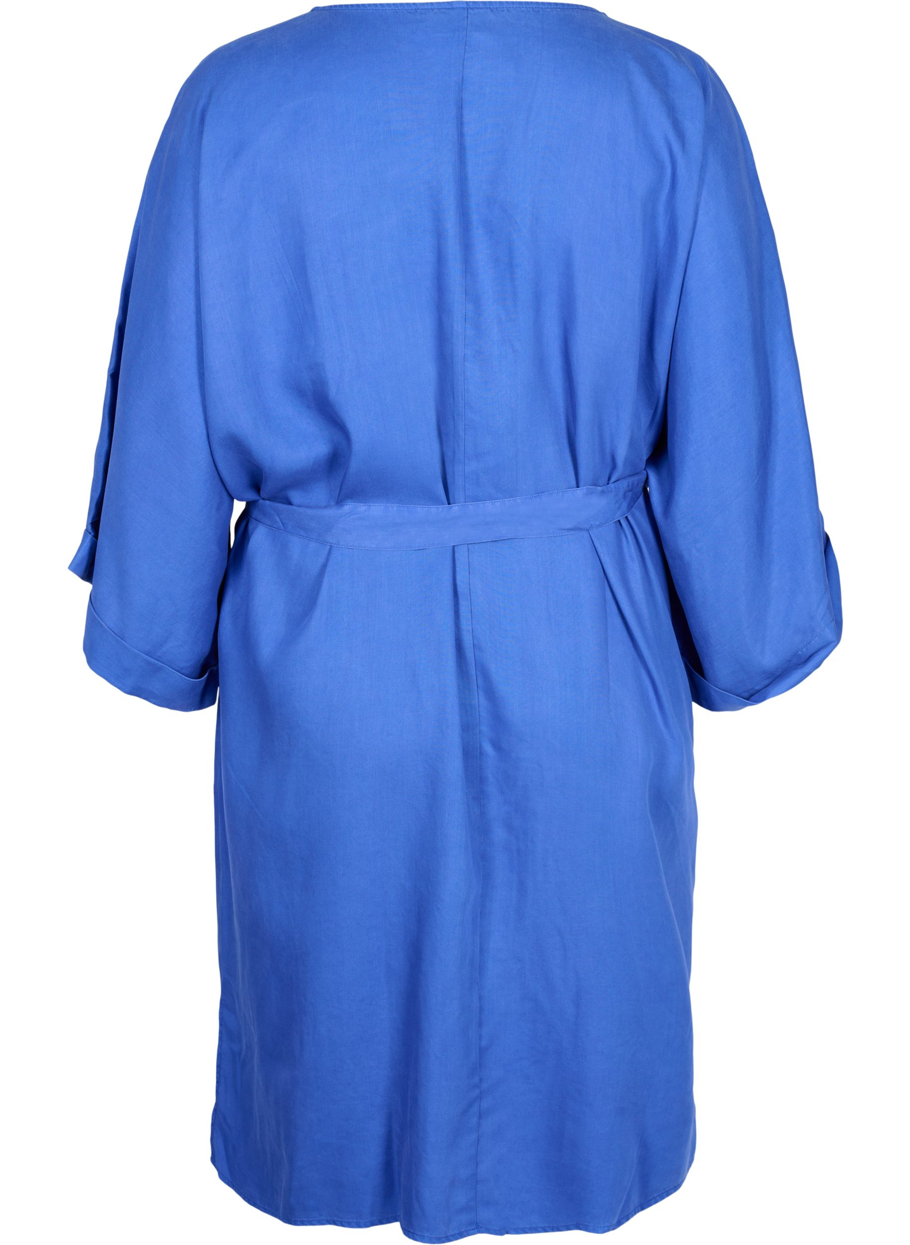 Kjole med 3/4-ermer og knyting, Dazzling Blue, Packshot image number 1