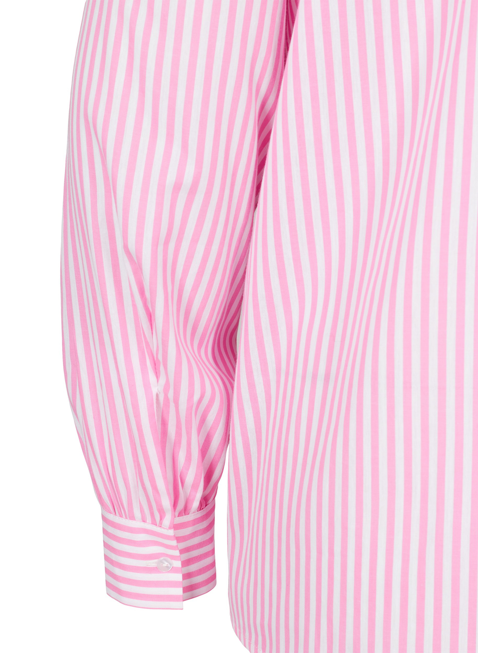 Stripete skjorte i bomull, White/ Pink Stripe, Packshot image number 3