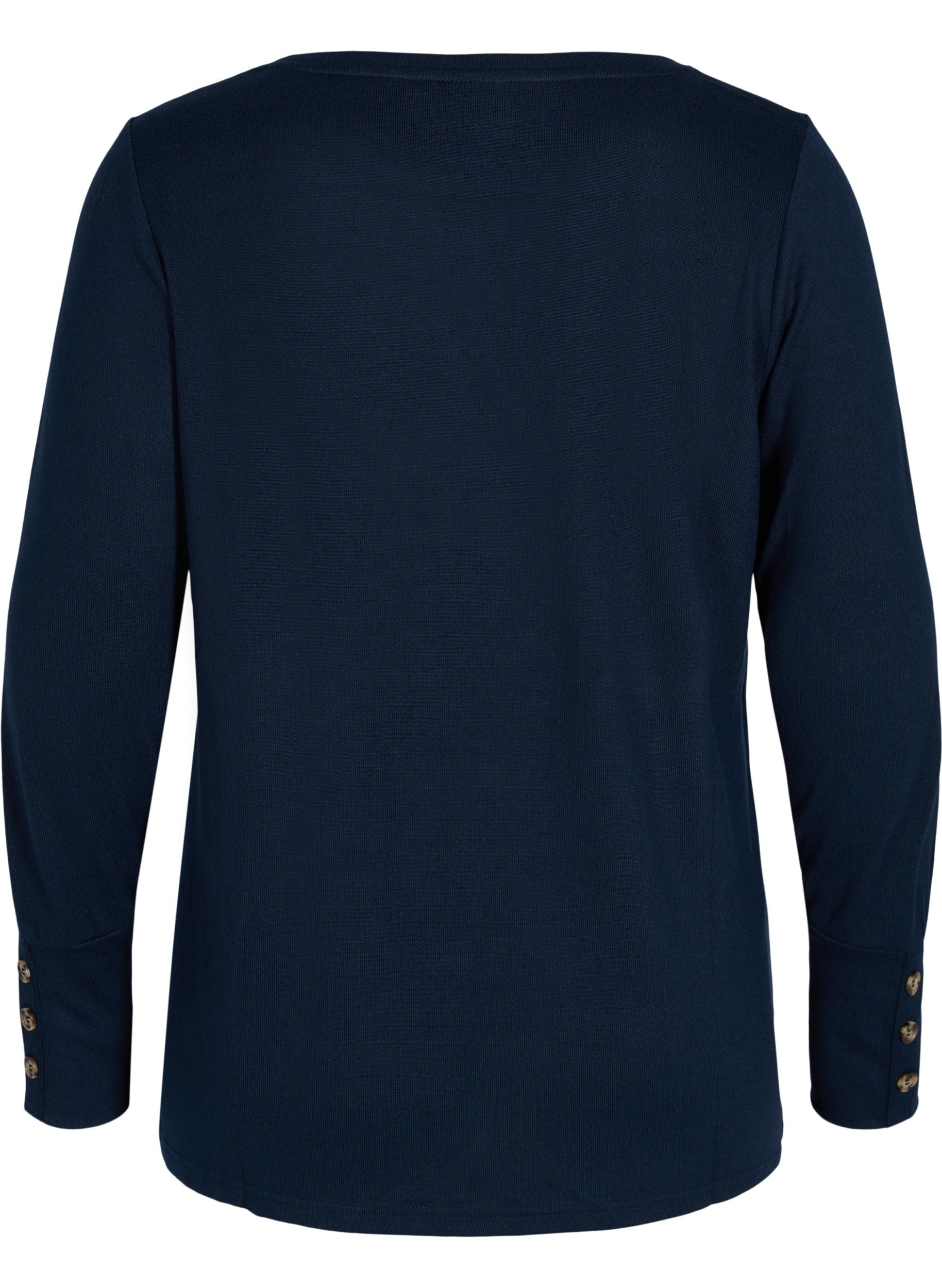Langermet genser med knappedetaljer, Black, Packshot image number 1